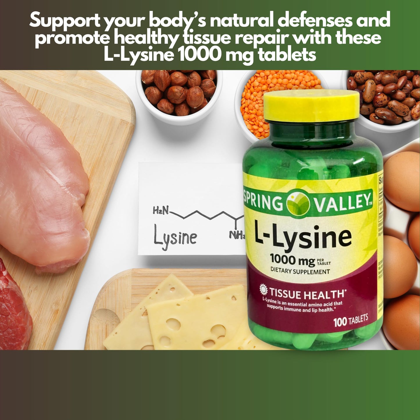 FUSION SHOP STORE L-Lysine 1000mg Tablets, 100