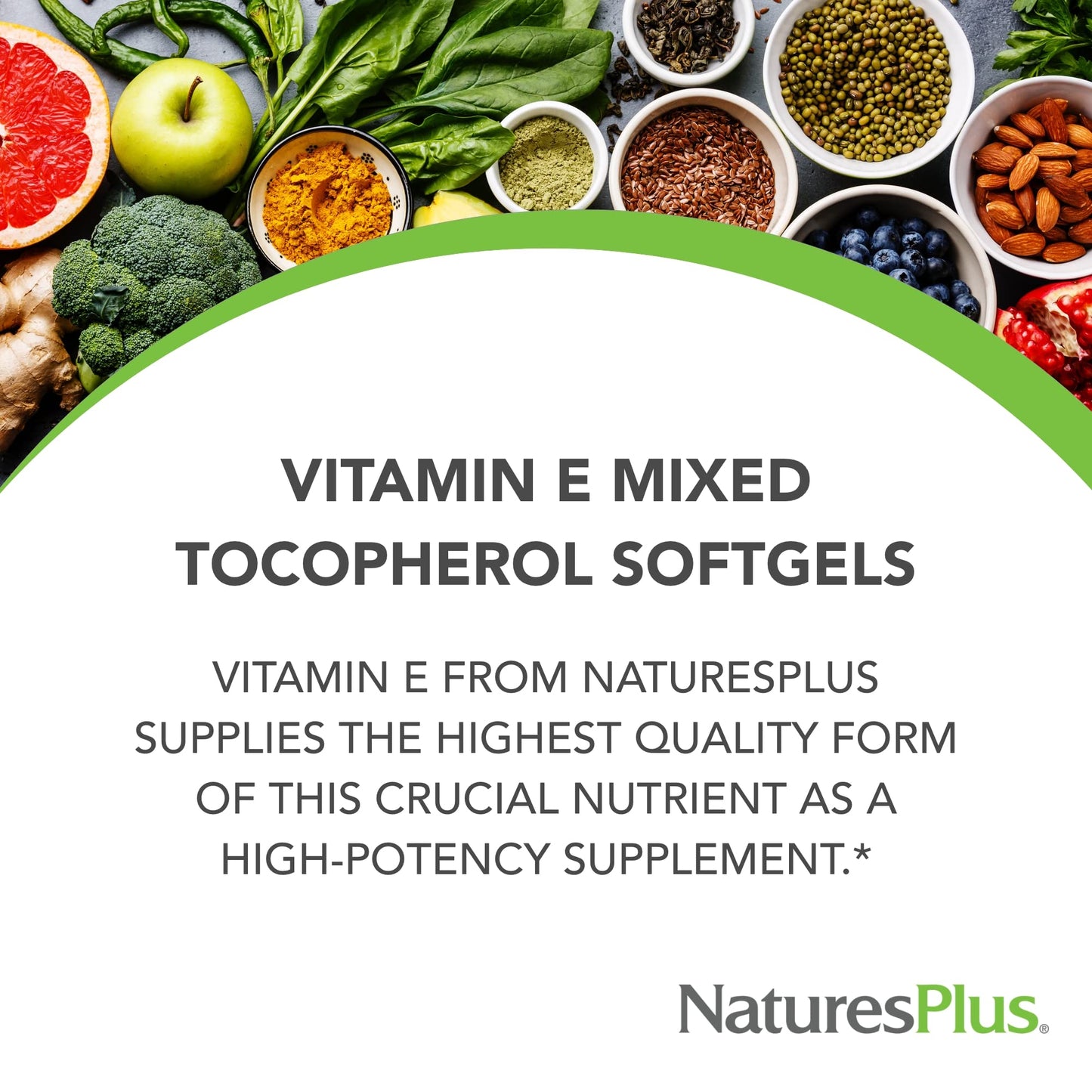 NaturesPlus Vitamin E 400 IU Mixed Tocopherol Softgels, 60 Count