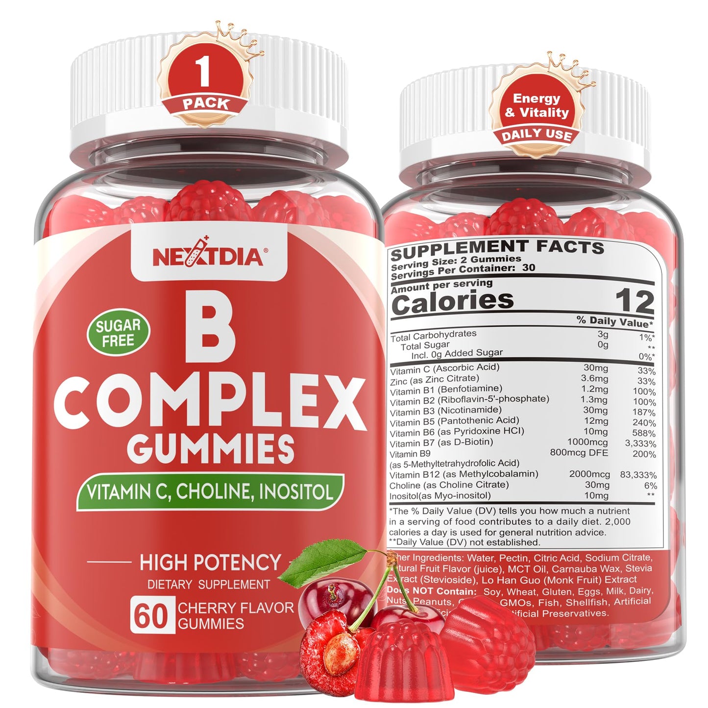 Nextdia Methylated Vitamin B Complex Gummies 60 Count