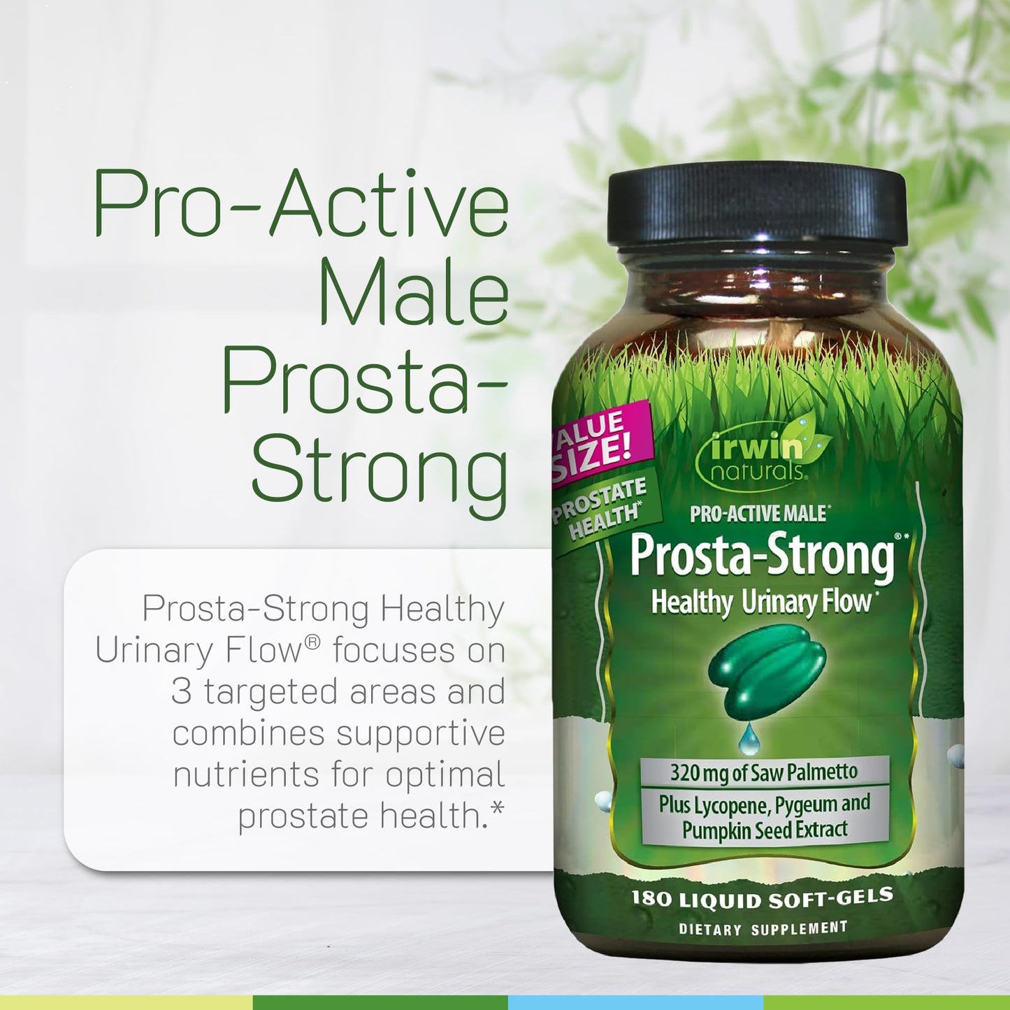 Irwin Naturals Prosta-Strong Prostate Health Support with Saw Palmetto, Lycopene & Pumpkin Seed - Supports Urinary Flow Softgels 1 Count