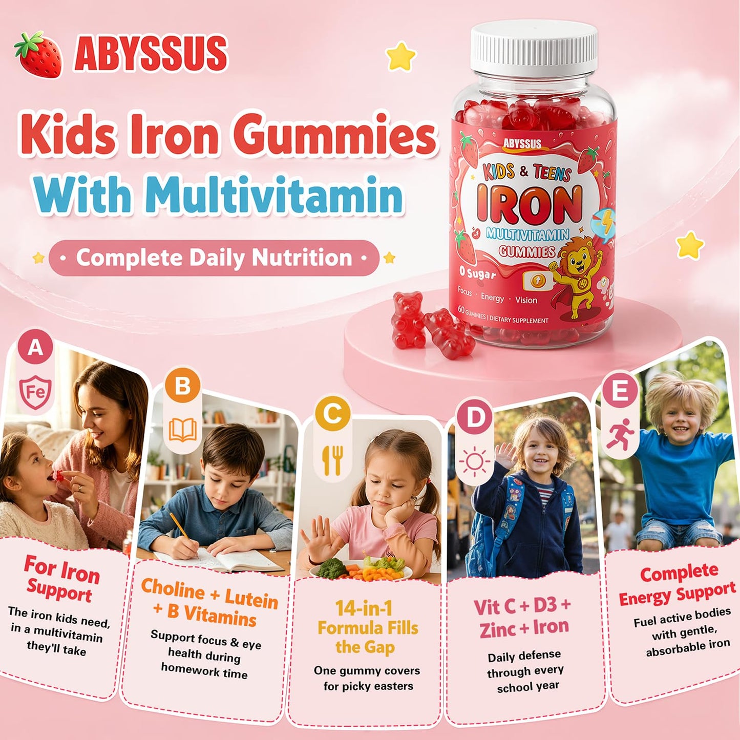 ABYSSUS Iron Gummies 60 Count