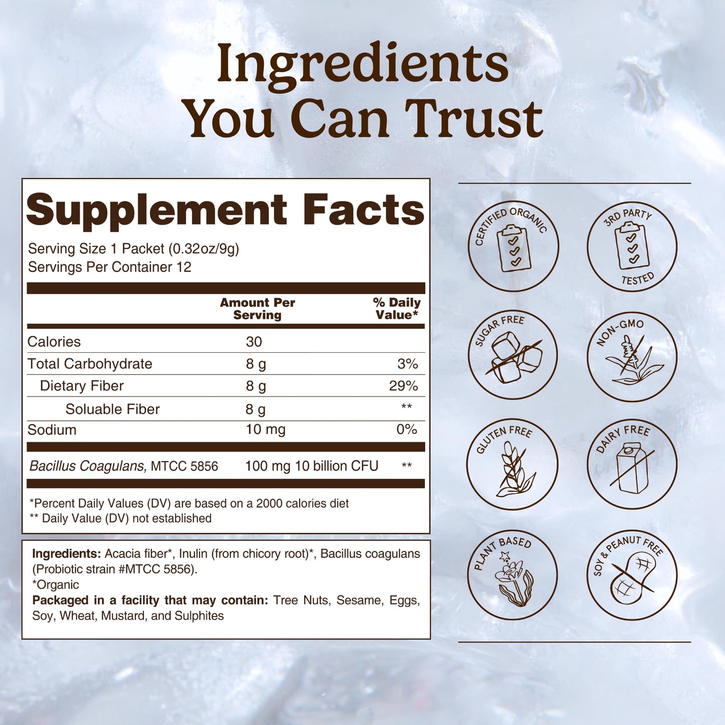 Organic Traditions Fiber Flow Unflavoured, Daily Fiber Supplement Sticks with Acacia, Inulin from Chicory Root, One Billion CFU Probiotics, Easy Mix Drink for Digestive Health Powder 3.8 oz