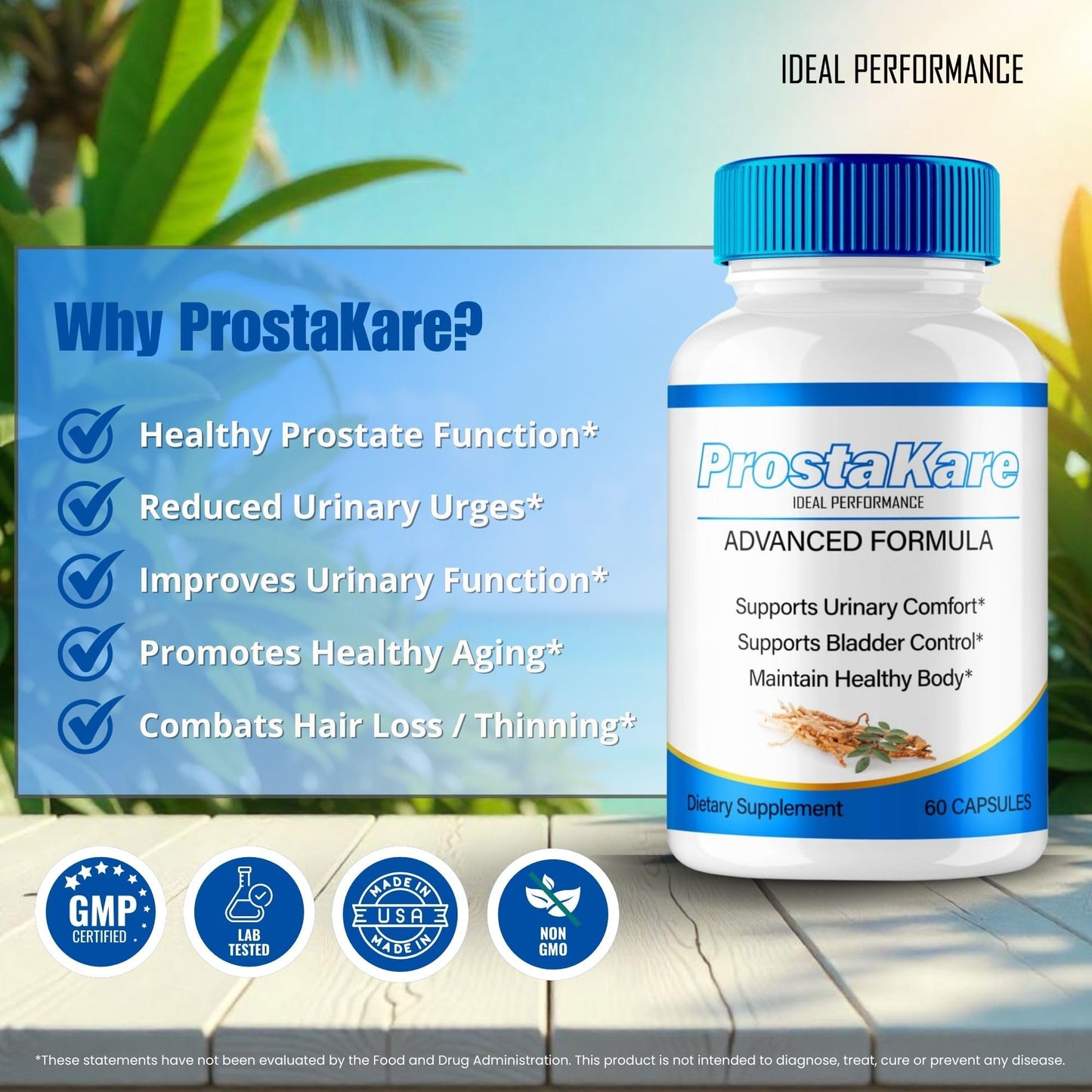 IDEAL PERFORMANCE ProstaKare Prostate Health Supplements Capsules, 120