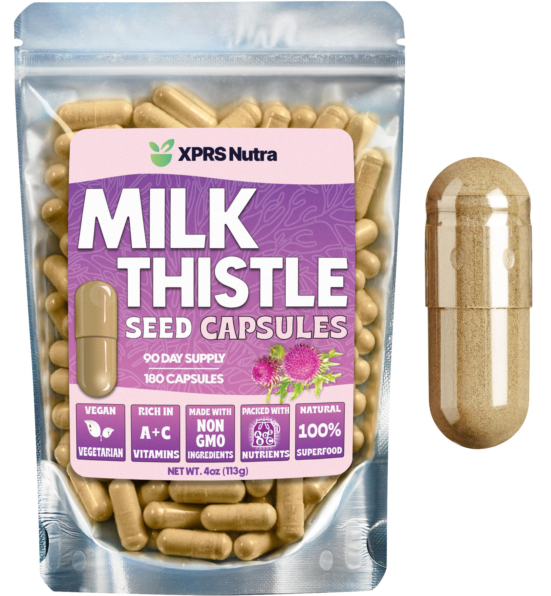 XPRS Nutra Milk Thistle Seed Capsules, 180 Capsules