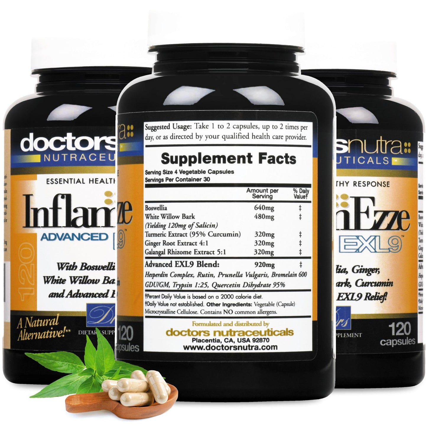 Doctors Nutra Nutraceuticals InflamEzze Turmeric Curcumin Ginger Supplement Capsule 120