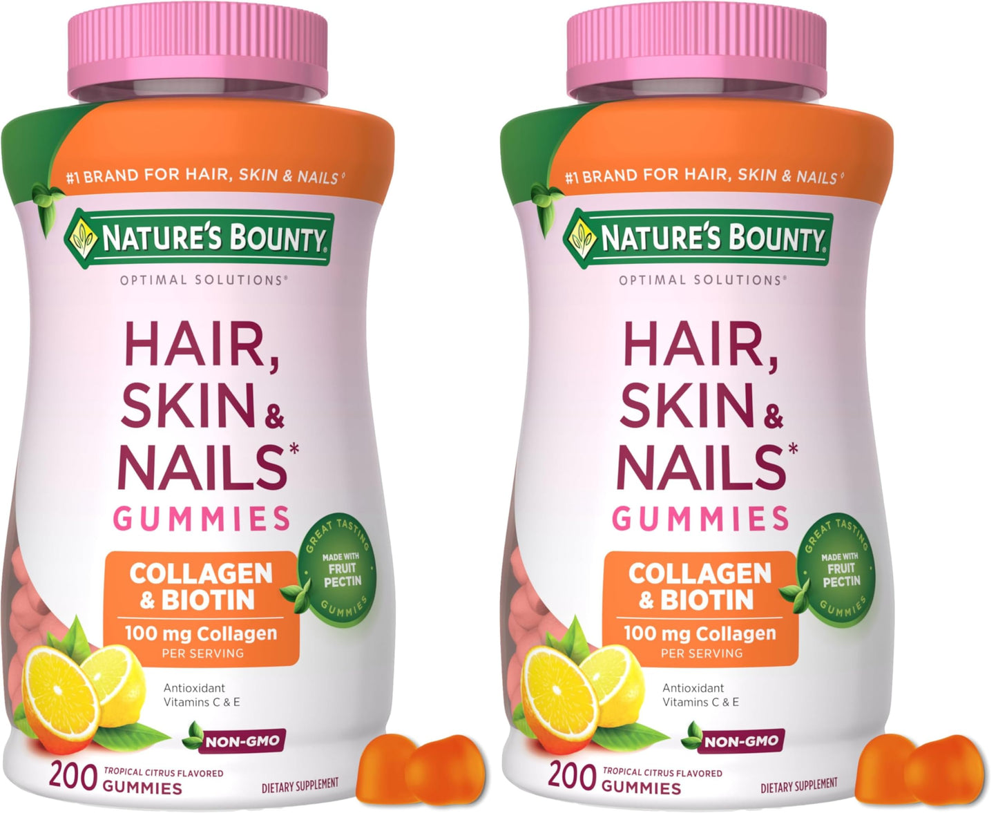 Nature's Bounty Optimal Solutions Hair, Skin and Nails Collagen Pectin Gummies Gummy 400