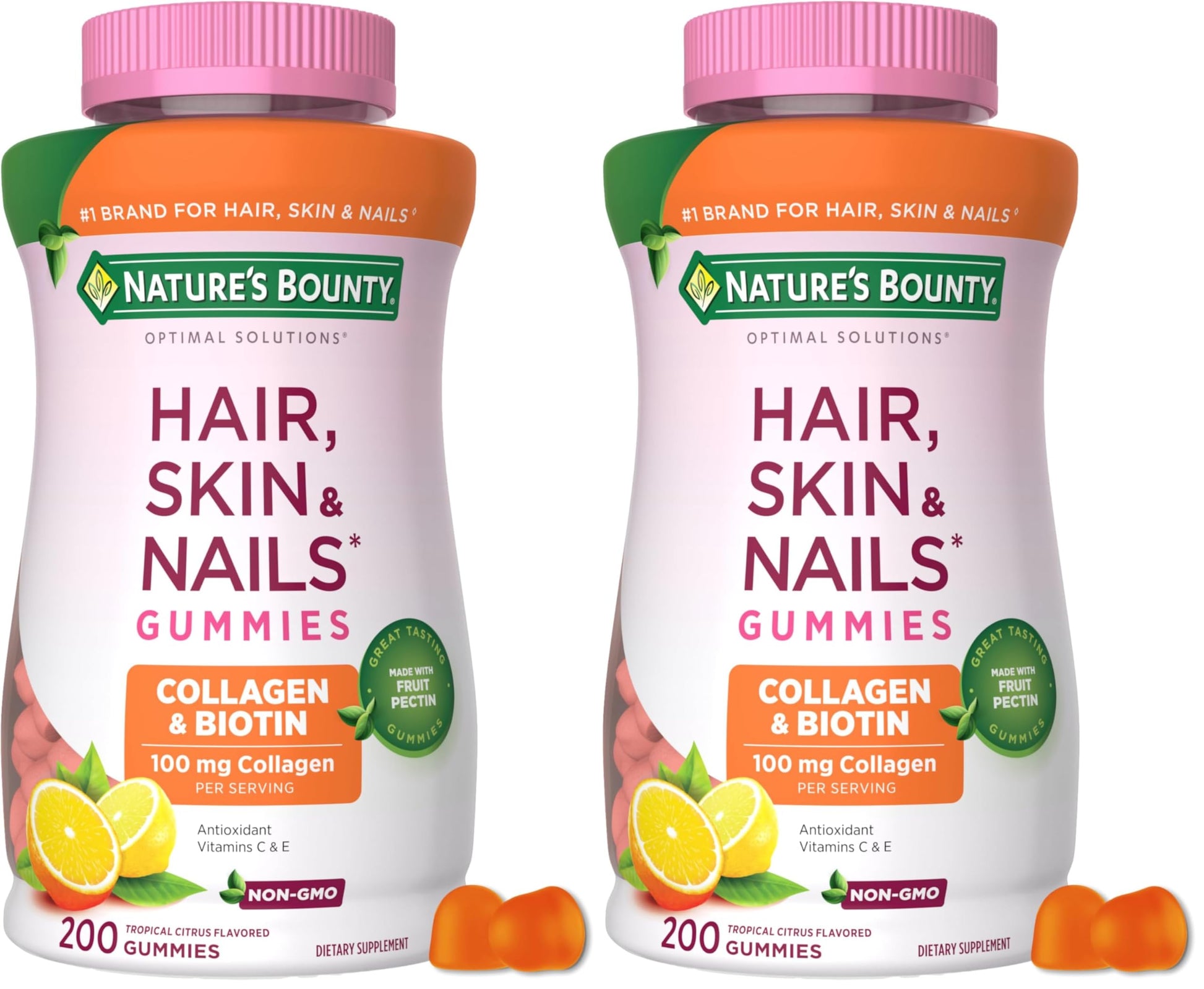 Nature's Bounty Optimal Solutions Hair, Skin and Nails Collagen Pectin Gummies Gummy 400