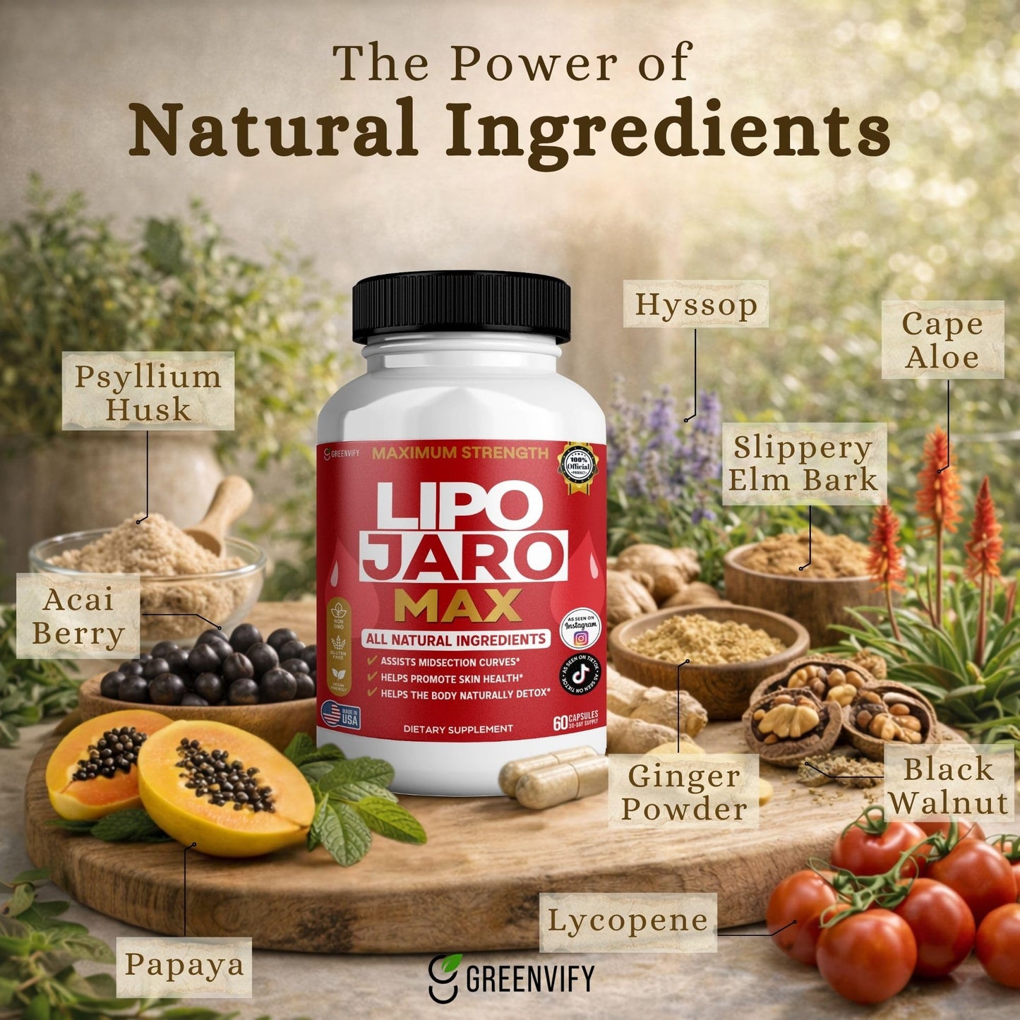 GREENVIFY Lipo Jaro Max Dietary Supplement Capsule, 60 Capsules