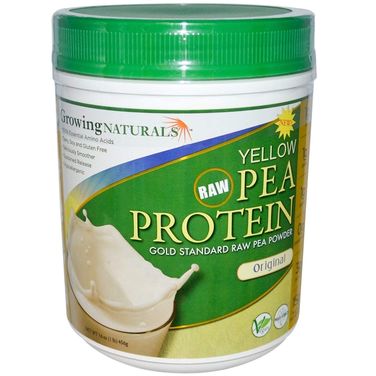 Growing Naturals Raw Yellow Pea Protein Original Powder 16 oz