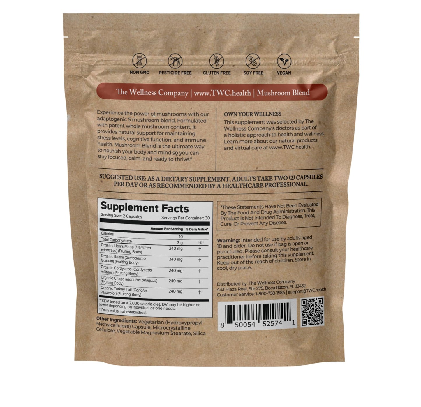 The Wellness Company Mushroom Blend Capsules 60 Capsules