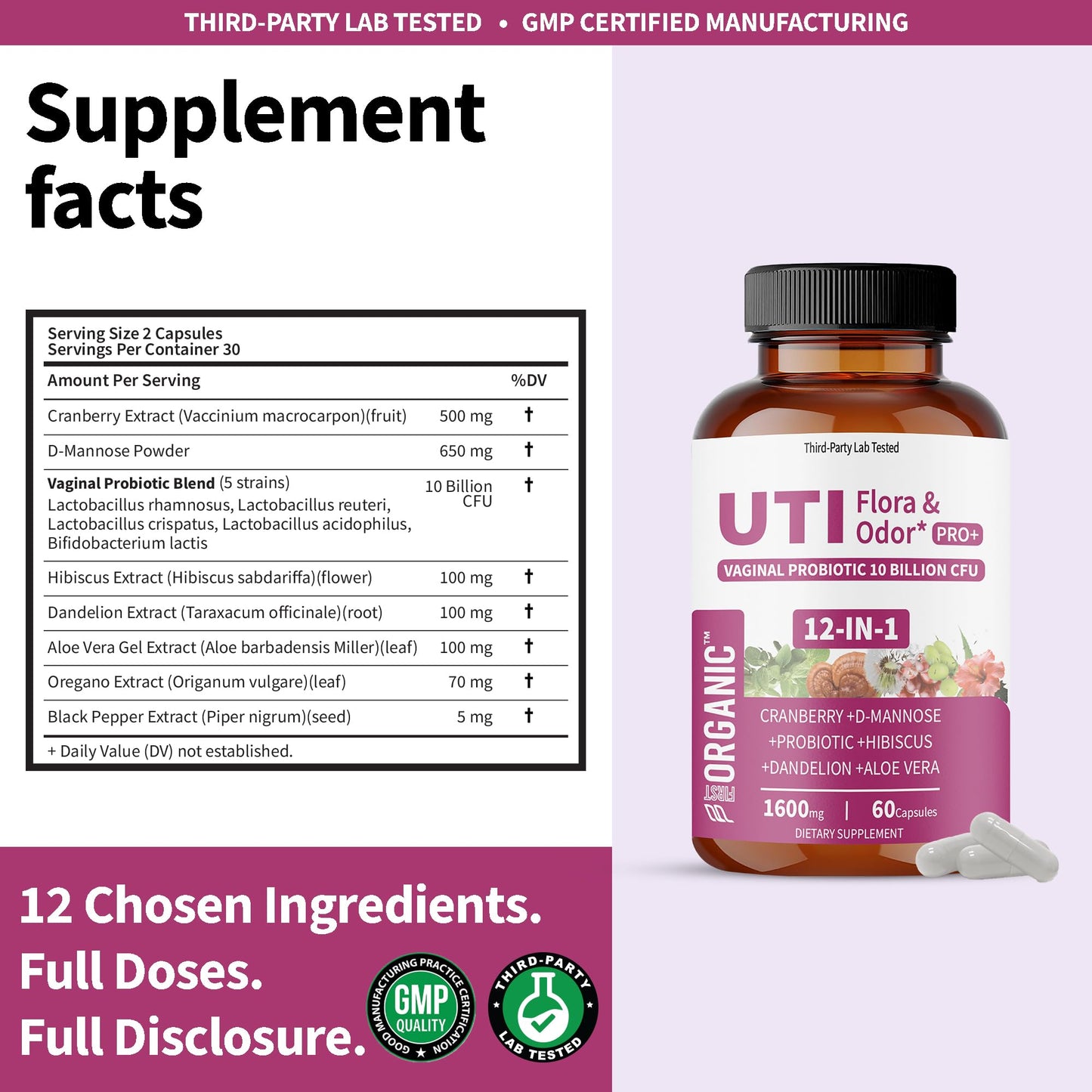 FIRSTORGANIC Women's Advanced Intimate Care Probiotic Capsule 60 Capsules