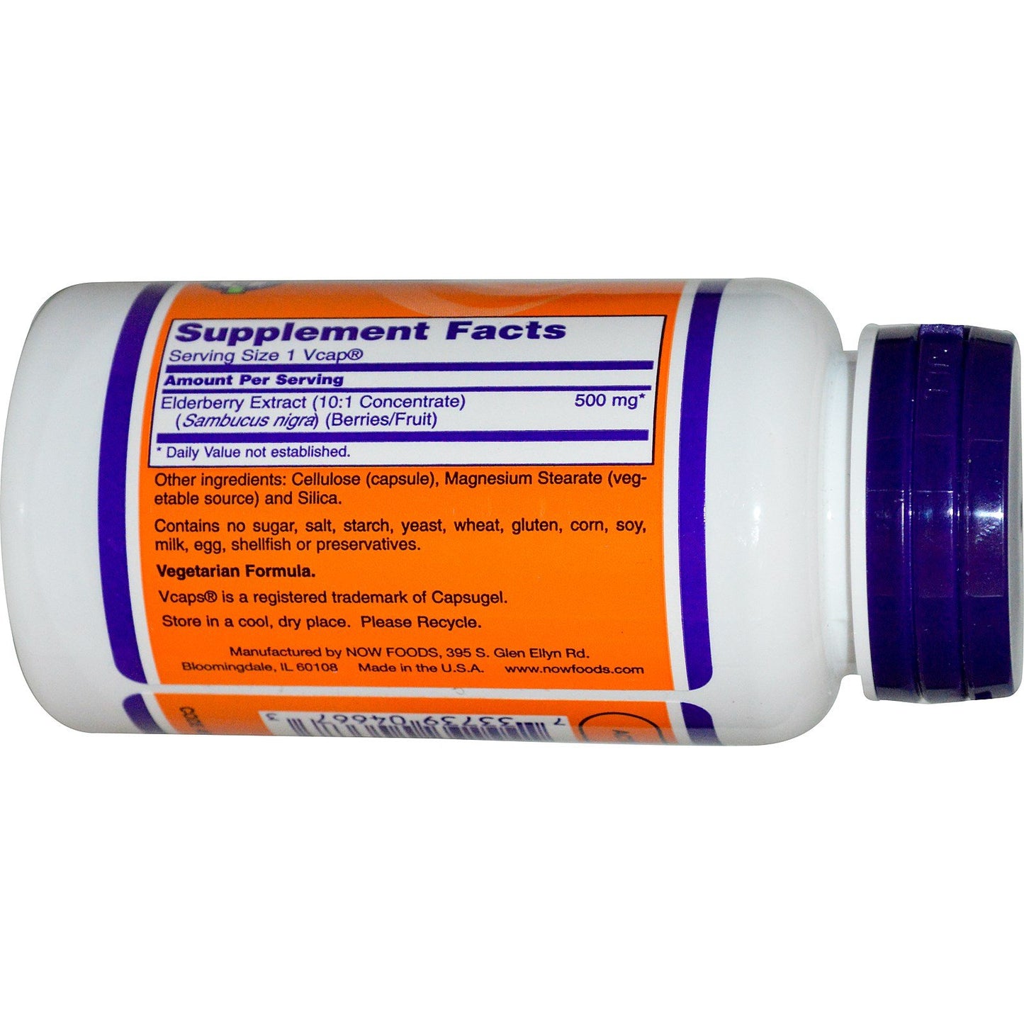 NOW Foods Elderberry 500 mg Capsule, 120 Veg Capsules