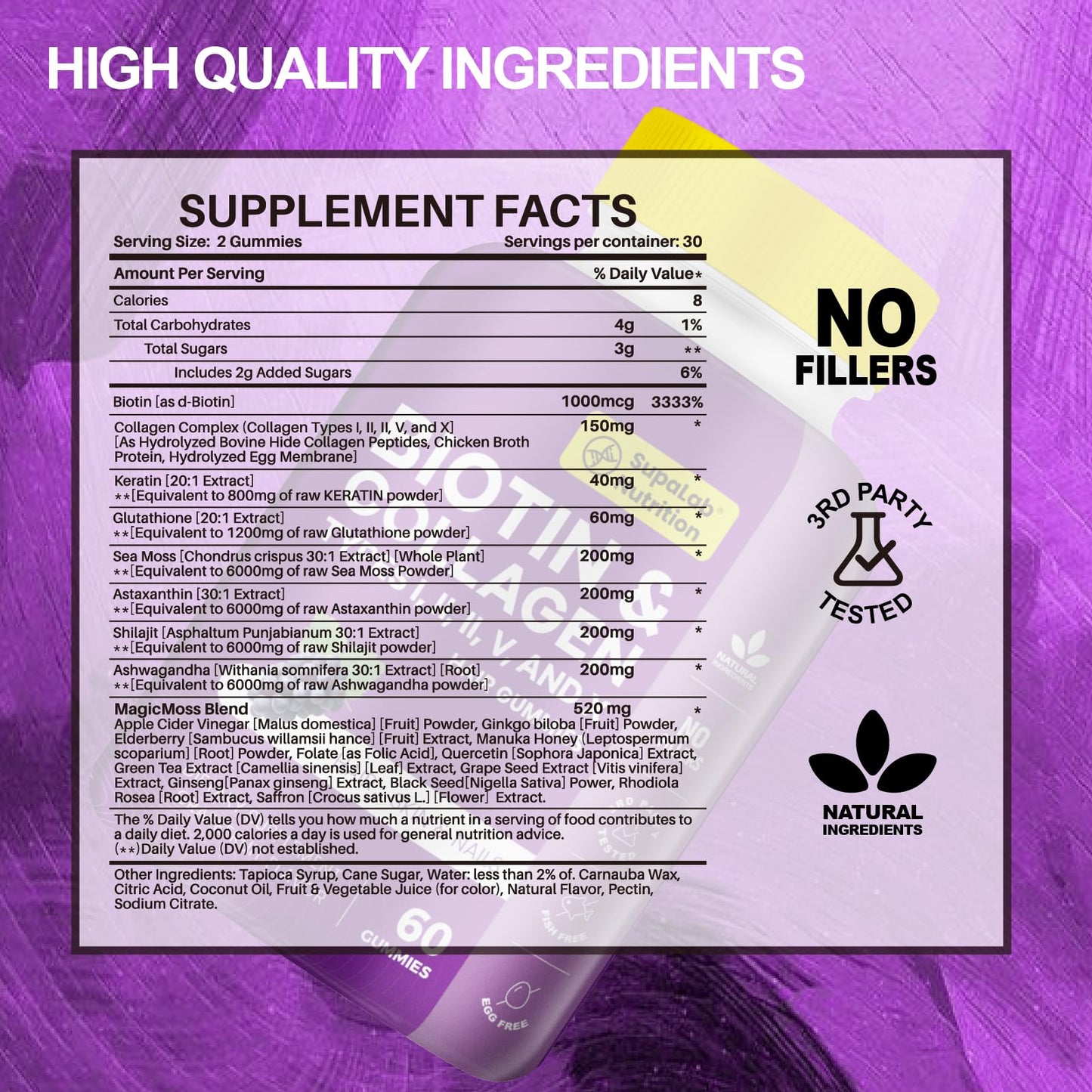 MEGNETA Biotin with Collagen Gummies, 60 Count