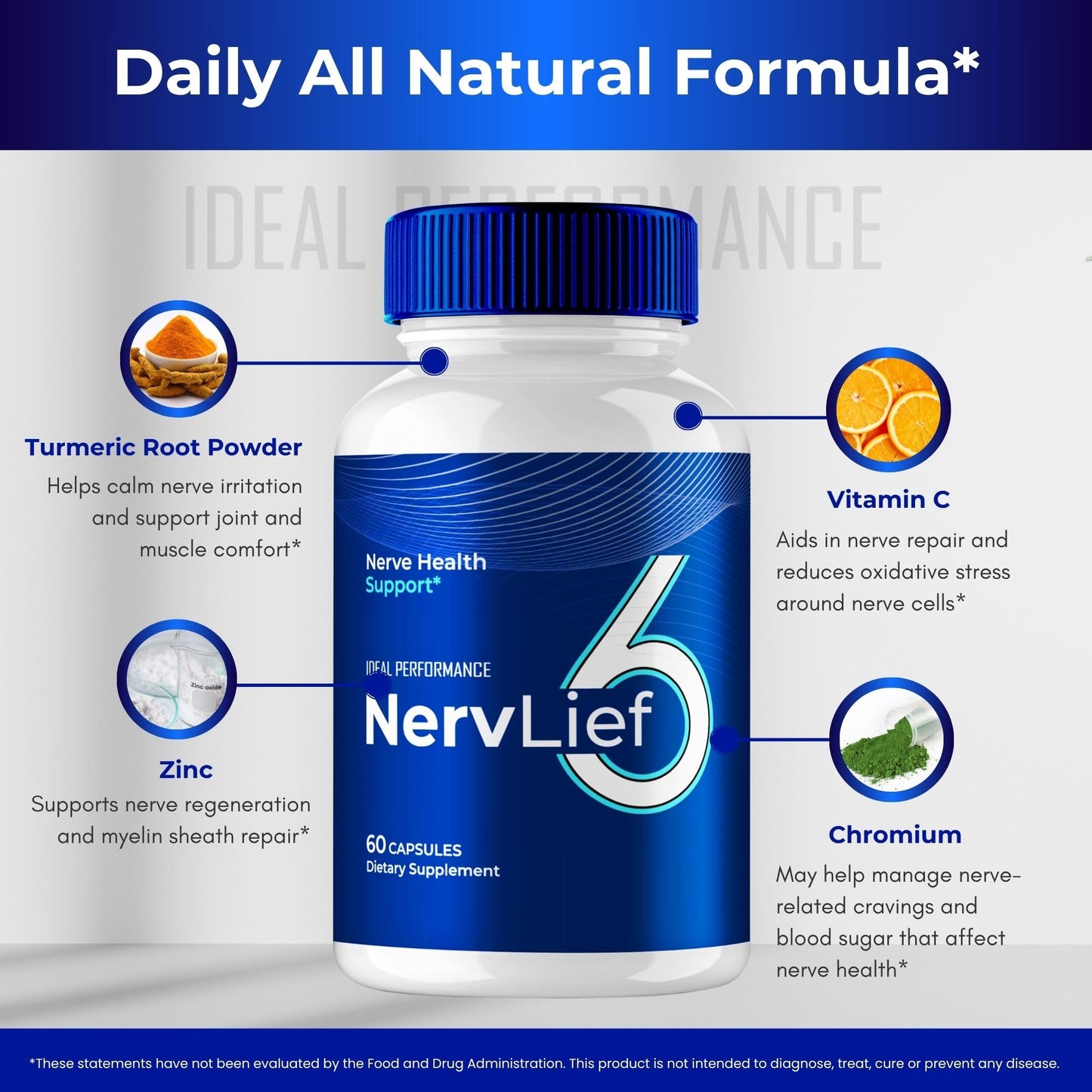IDEAL PERFORMANCE NervLief 6 Advanced Nerve Health Supplement, 180 Capsules