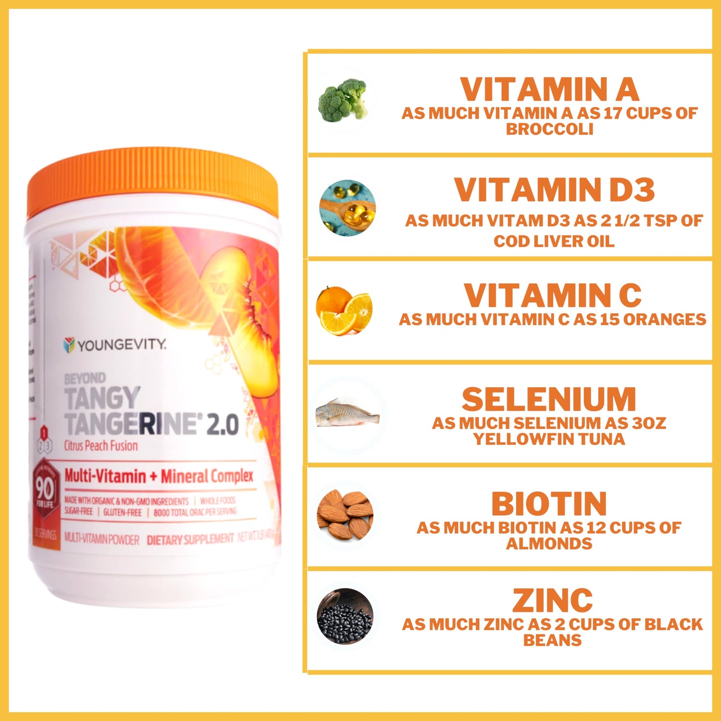 Youngevity Beyond Tangy Tangerine 2.0 Citrus Peach Multivitamin Powder 31.5 oz