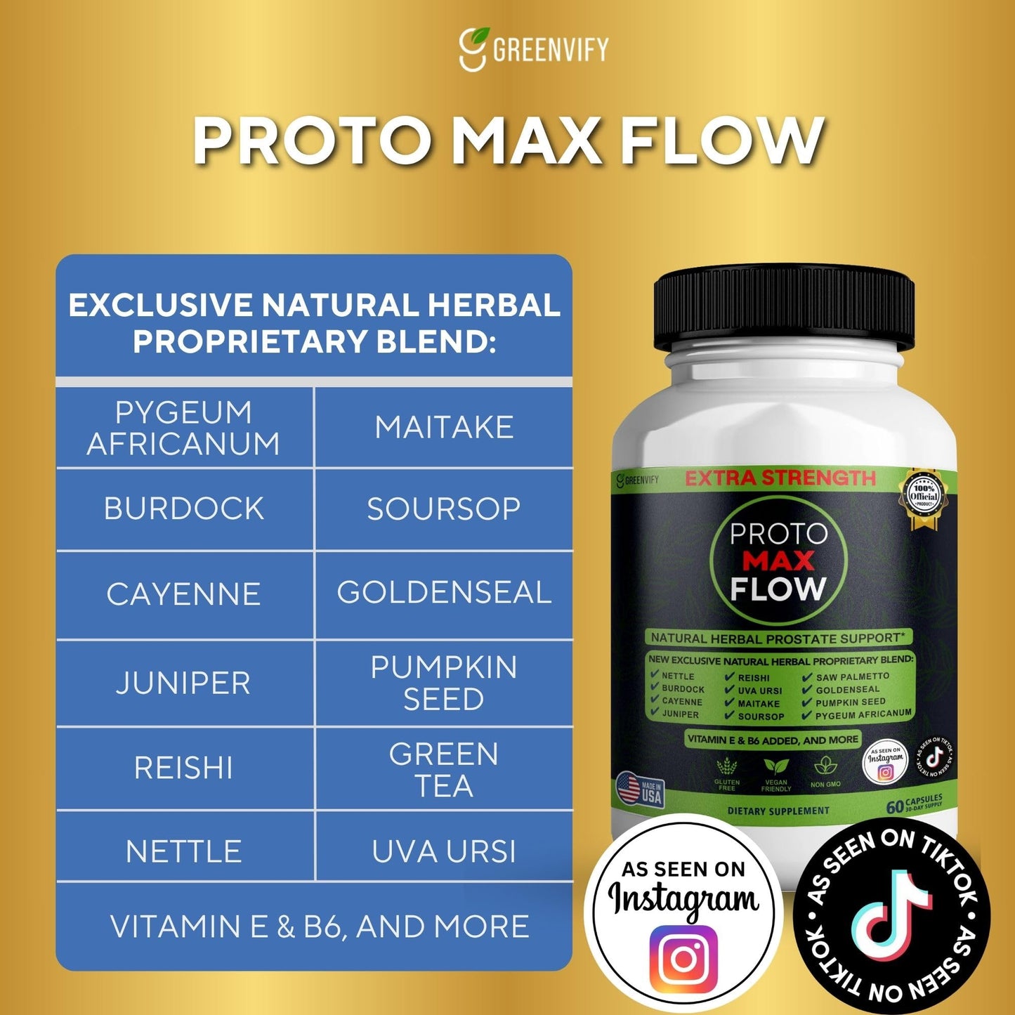 GREENVIFY Proto Max Flow Extra Strength Prostate Support Capsules 300