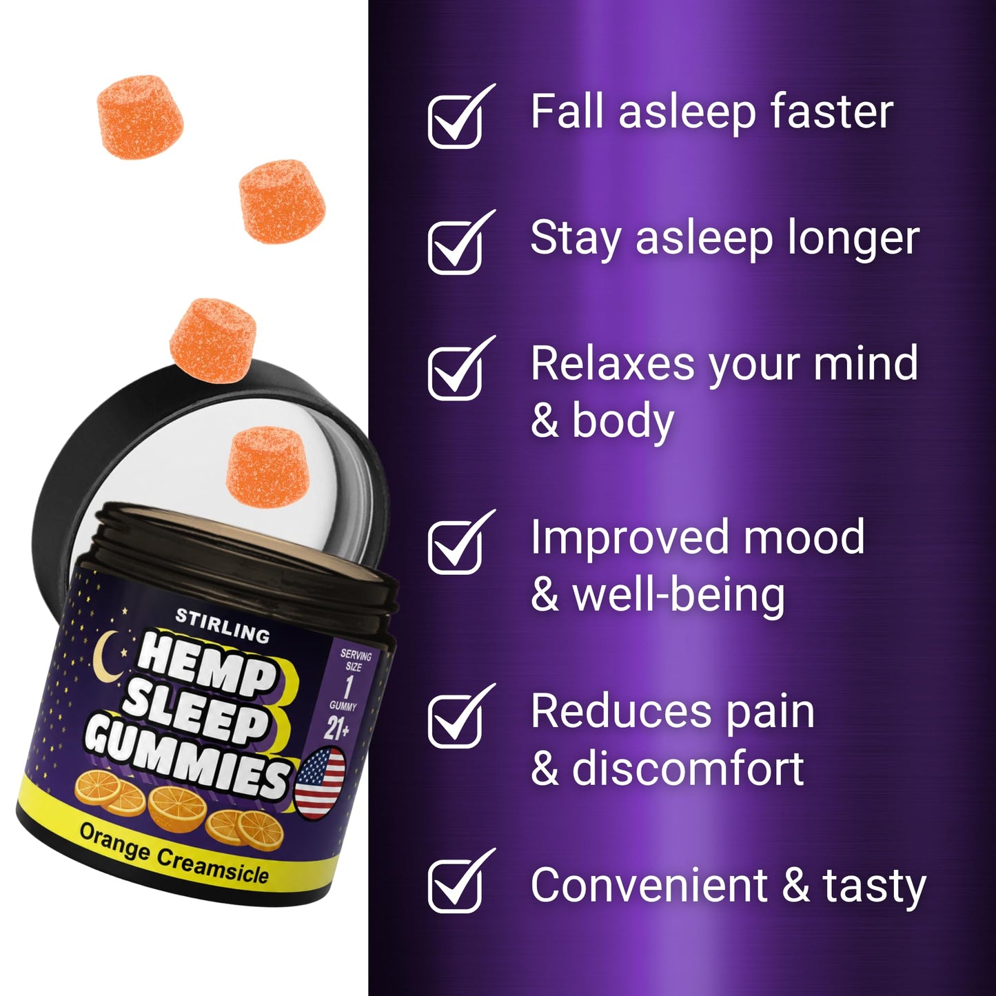 Stirling Sleep Gummies with Hemp Seed Oil Gummy 30 Count