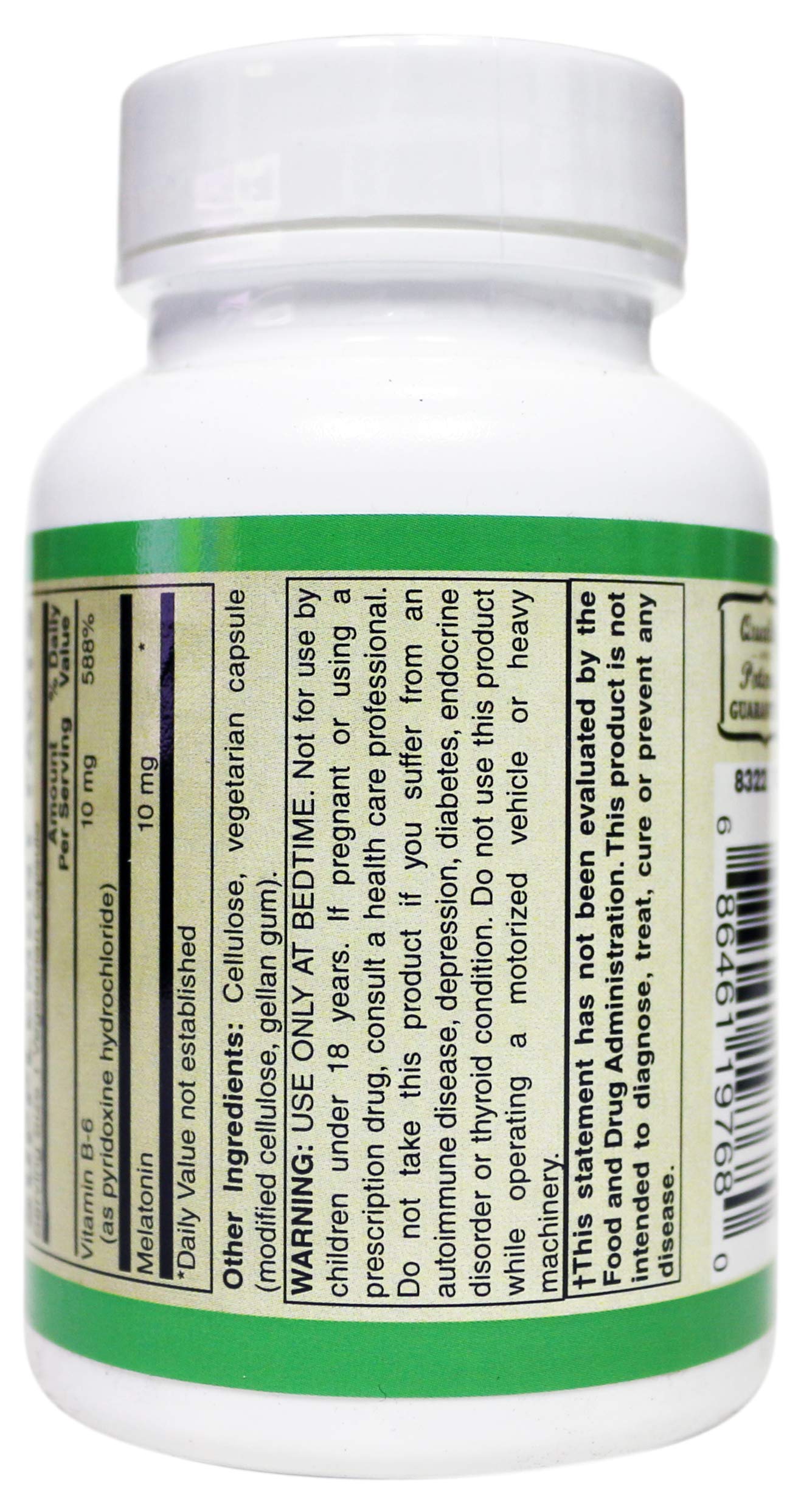 AlchePharma Melatonin 10 mg - (Pharmaceutical Grade) Delayed Time Released Plus Synergistic Vitamin B6 Capsules, 60 Count