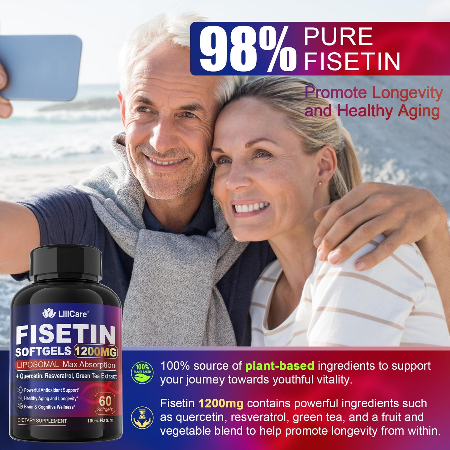 LILICARE Fisetin Supplement Softgels 60 Count