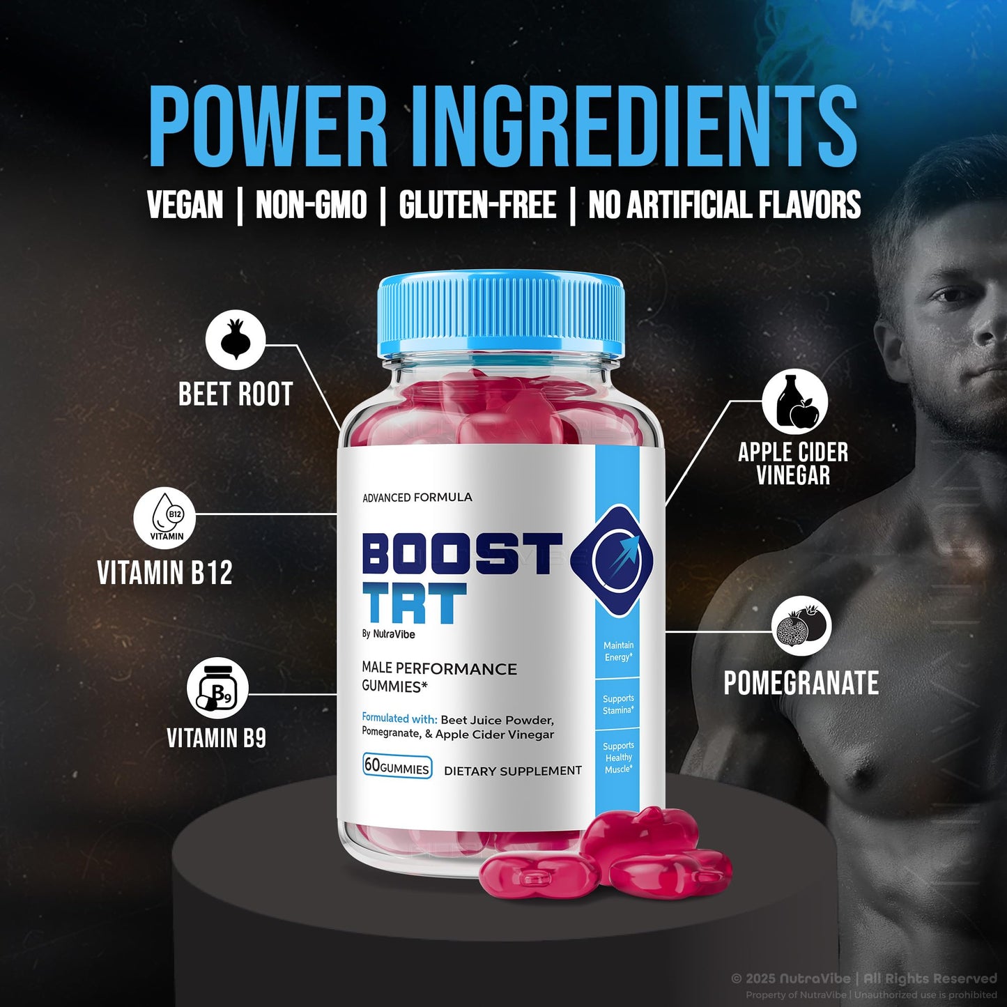 NutraVibe Boost TRT Gummies 60 Count
