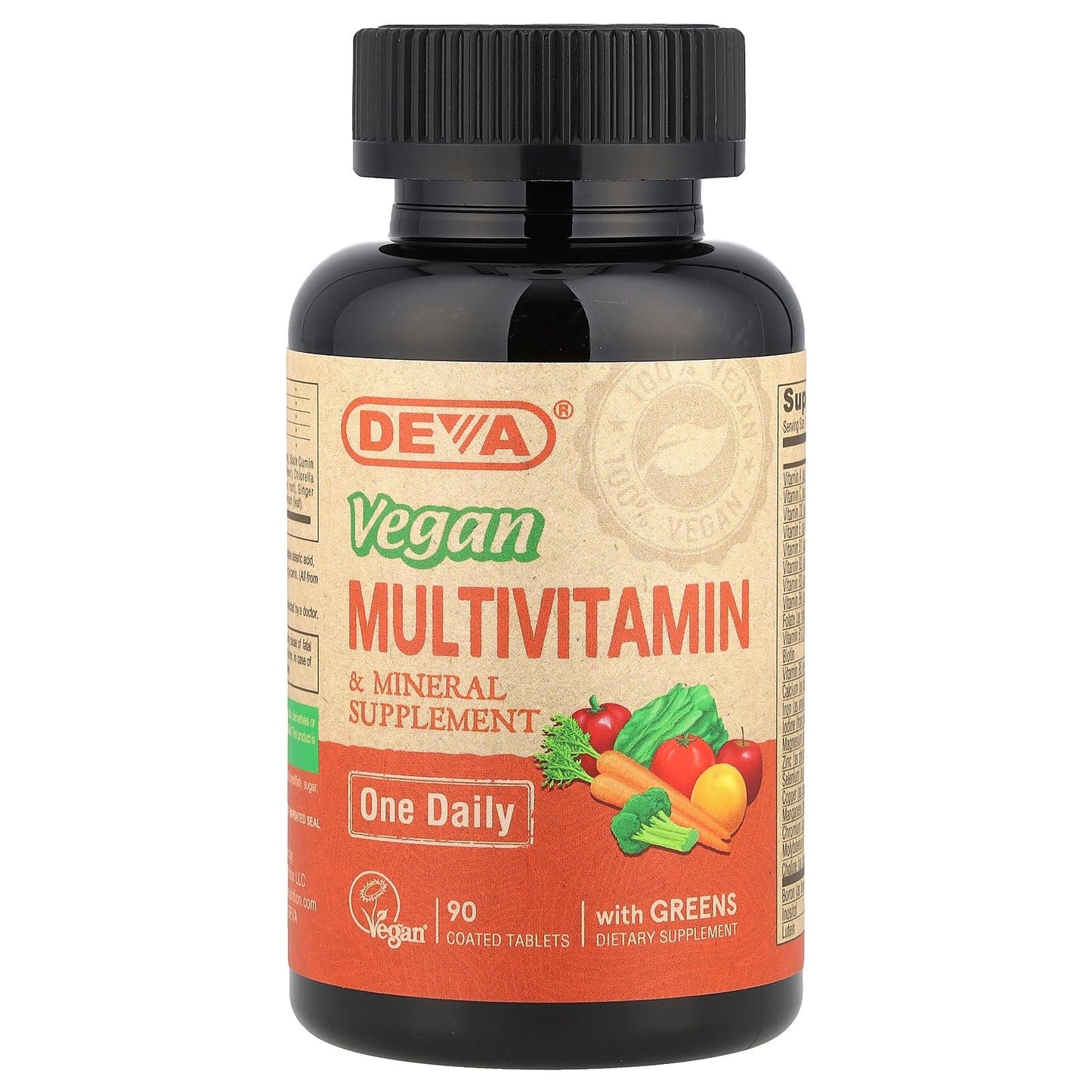 DEVA Tiny Tablets Vegan Multivitamins for Women & Men, 90 Tablets