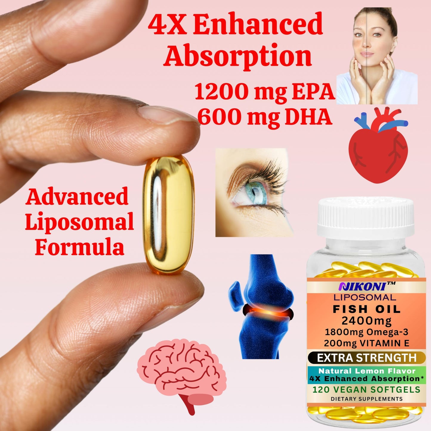 Nikoni Liposomal Lemon Flavor Fish Oil Softgels, 120 count