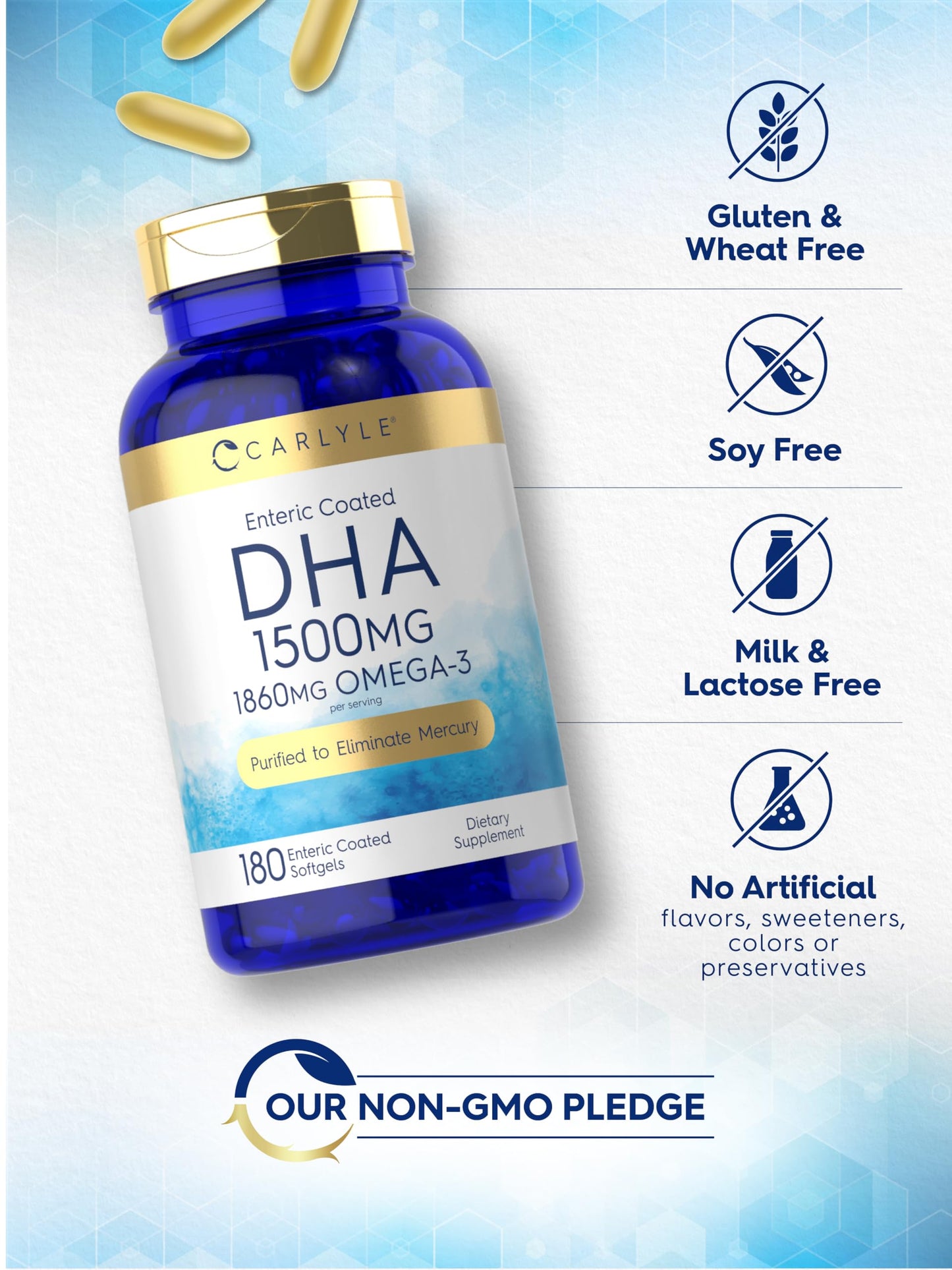 Carlyle DHA Supplement 1500mg Softgels, 180 Count