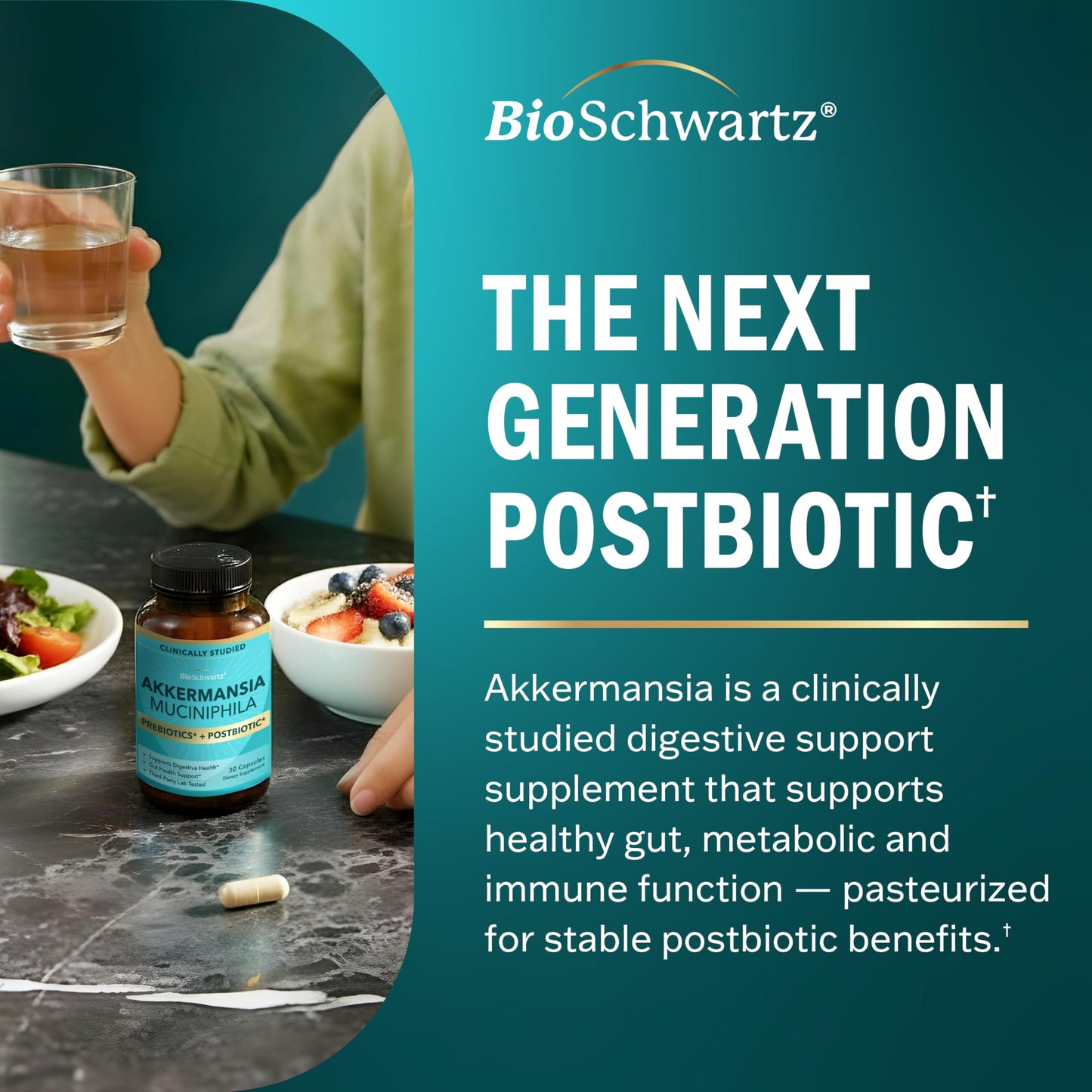 BioSchwartz Akkermansia Muciniphila Prebiotics & Postbiotic Capsules, 30 Capsules