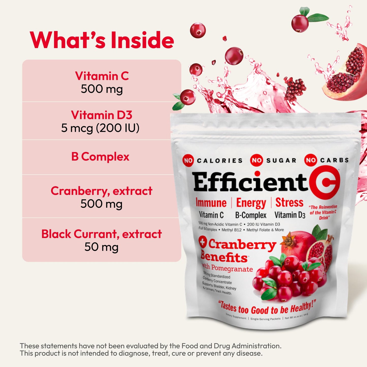 Andrew Lessman Efficient C + Cranberry Benefits Powder, Pack of 180
