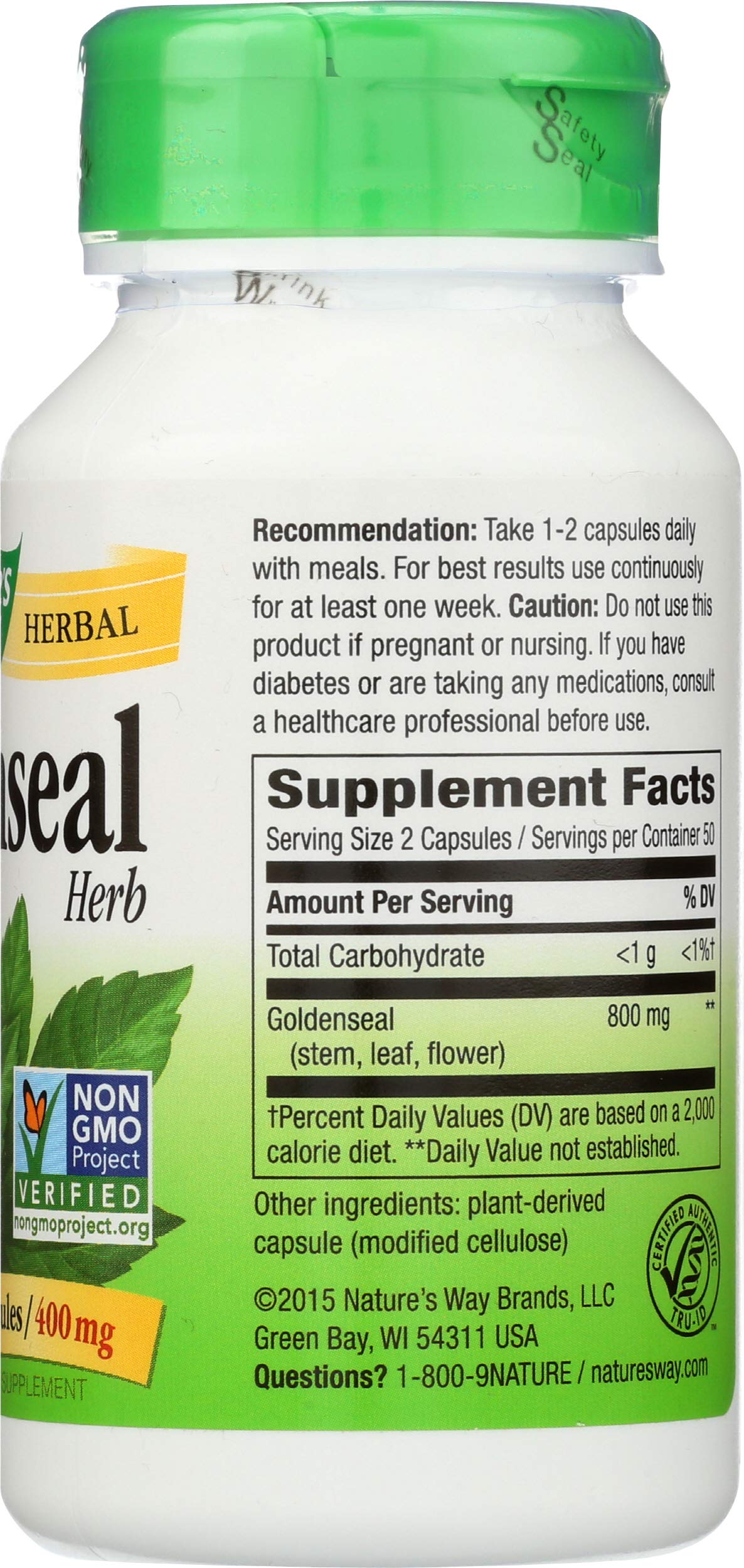 Nature's Way Goldenseal Herb Capsules, 100 Capsules