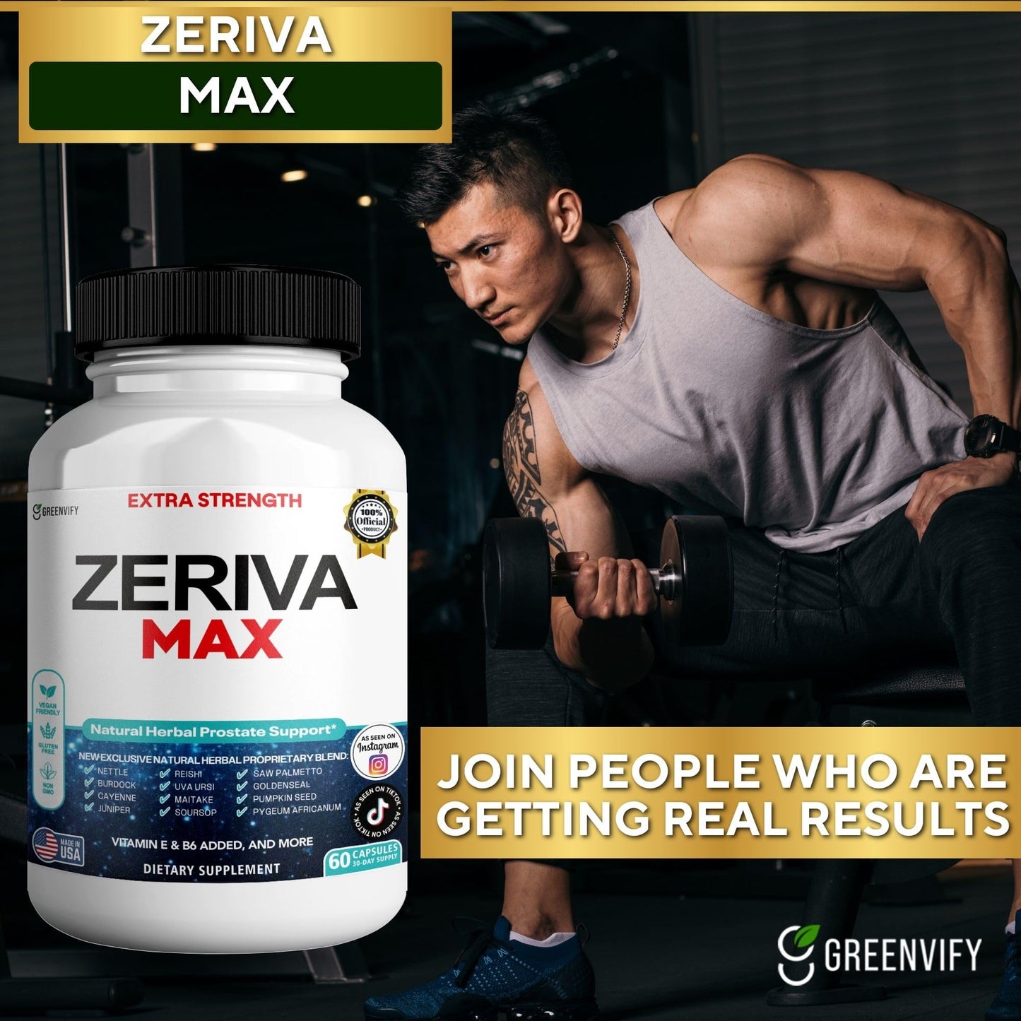 GREENVIFY Zeriva Max Extra Strength Prostate Support 60 Capsules