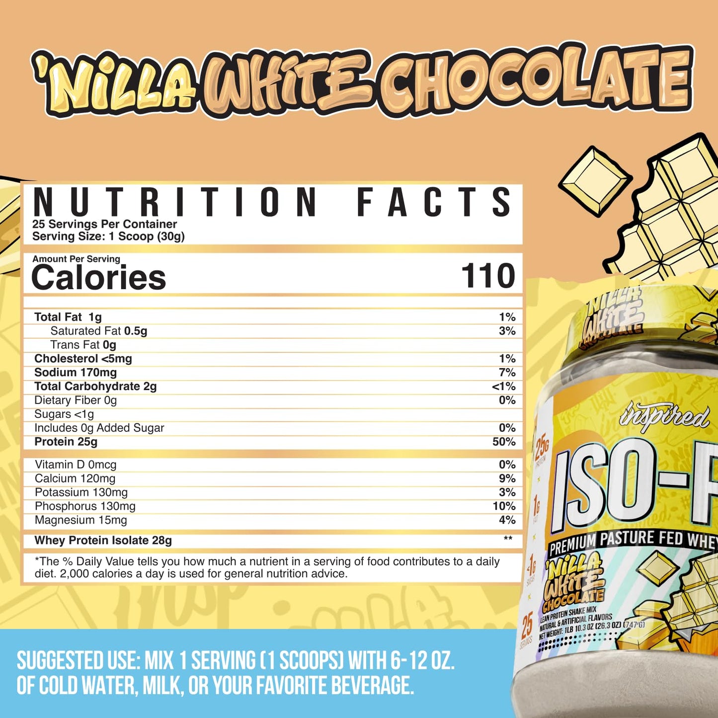 Inspired Nutraceuticals ISO-PF Pasture Fed Whey Protein Isolate Protein Powder, 1.64 lb