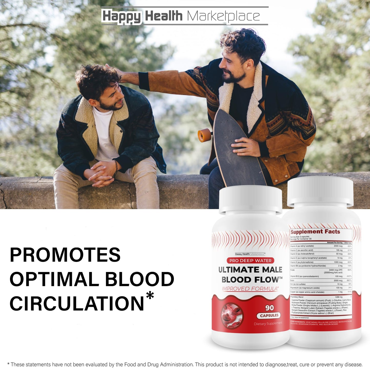 Happy Health Marketplace Pro Deep Water Ultimate Male Blood Flow Capsules 90 Count