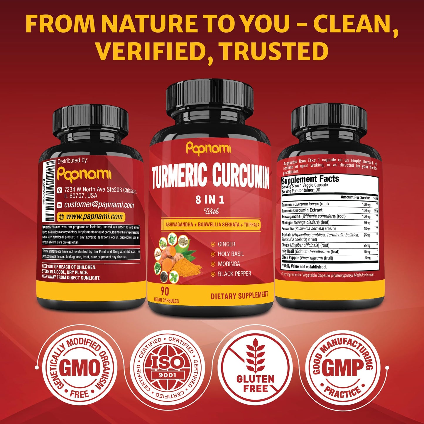Papnami Turmeric Curcumin Extract Capsules, 90 Count
