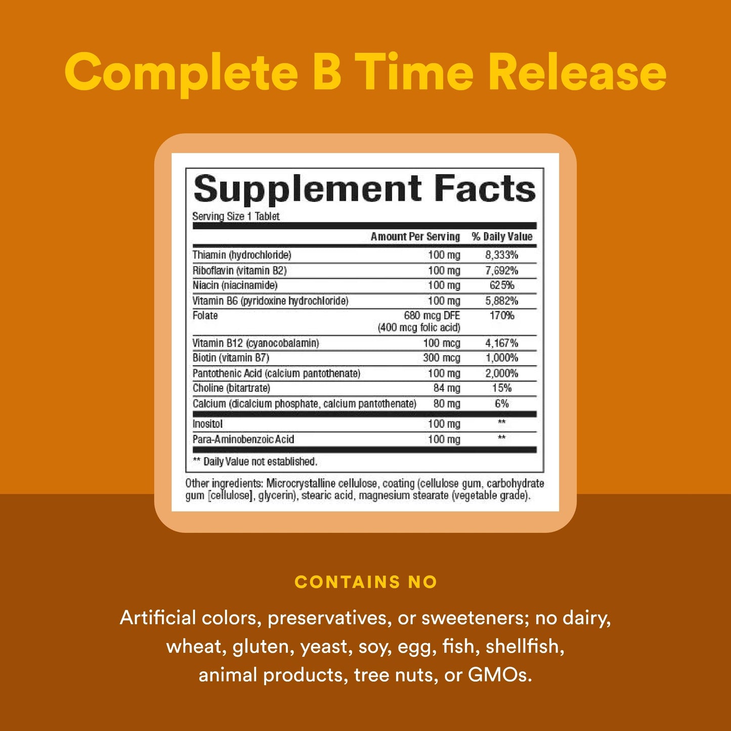 Natural Factors Complete B 100 mg Time Released Tablet, 90 Tablets