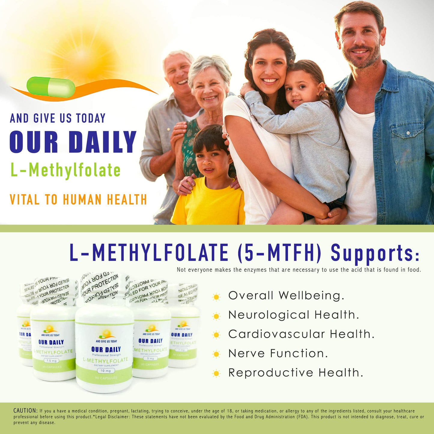 AND GIVE US TODAY OUR DAILY Our Daily Vites L-Methylfolate 1mg / 1000 mcg Maximum Strength Active Folate, 5-MTHF, Filler Free, Gluten Free, Non-GMO, Vegetarian Capsules, 90 Count