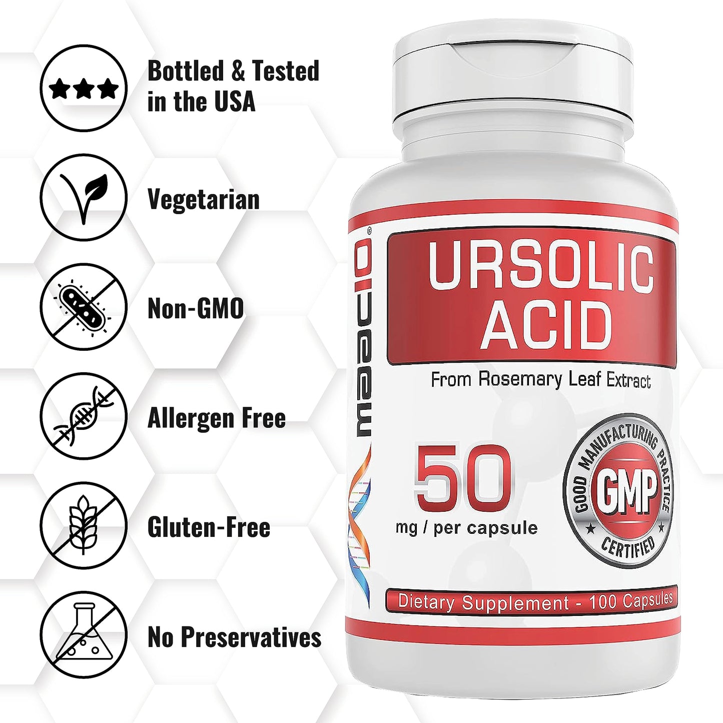 MAAC10 Ursolic Acid 50mg, 100 Capsules
