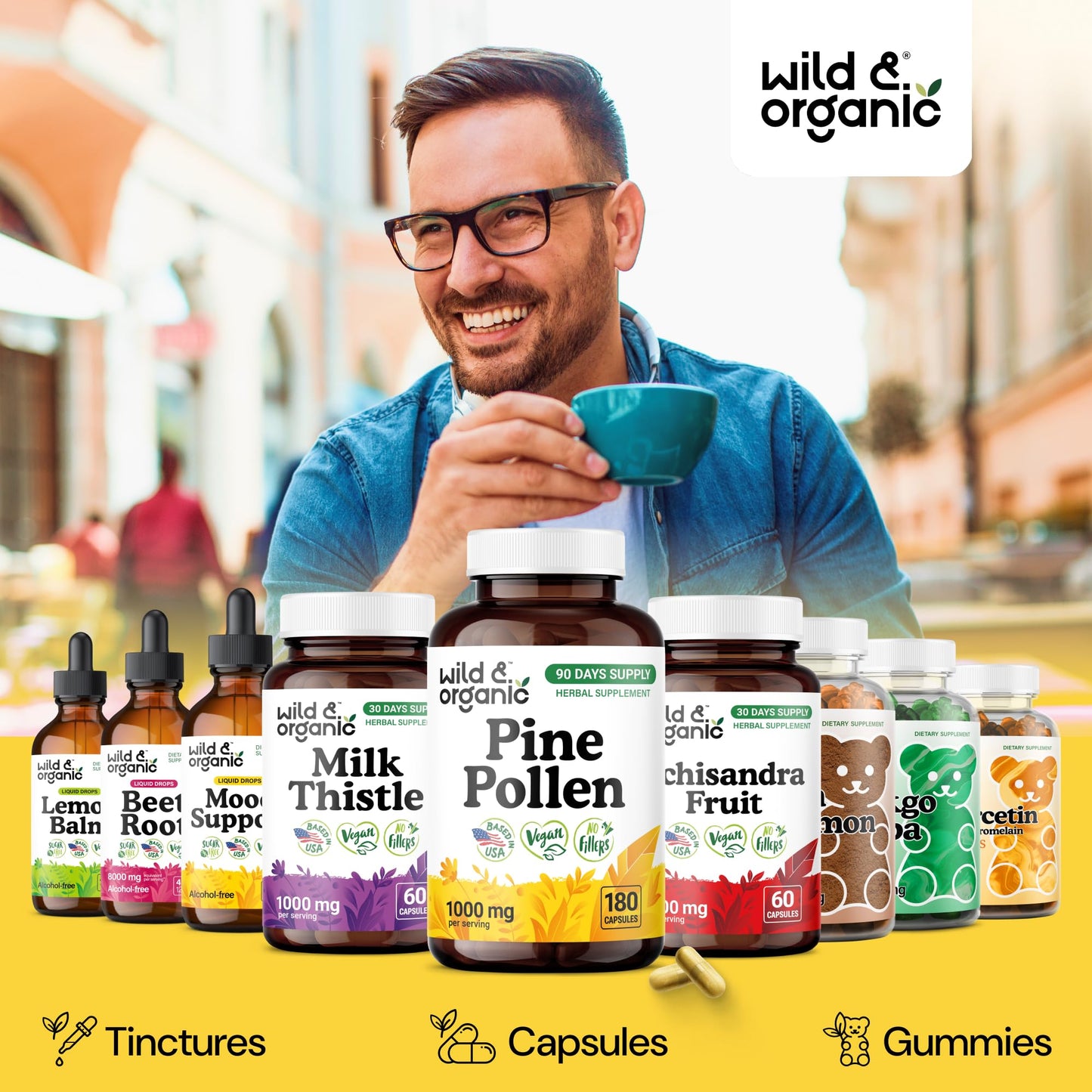 Wild & Organic Pine Pollen for Men Capsules, 180 Capsules