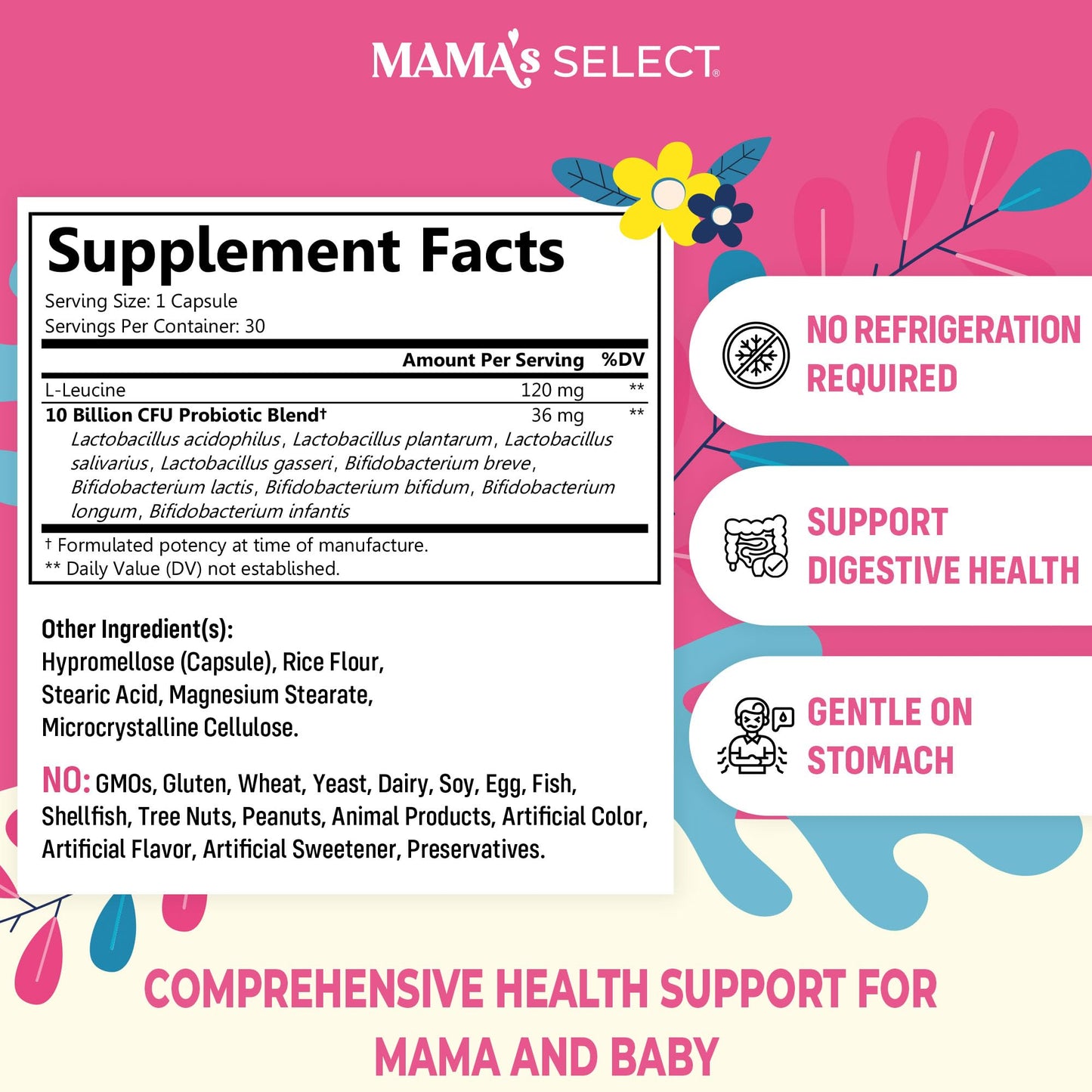 Mama's Select Prenatal Probiotics for Women – Pregnancy, Postpartum & Breastfeeding Capsules, 30 Count