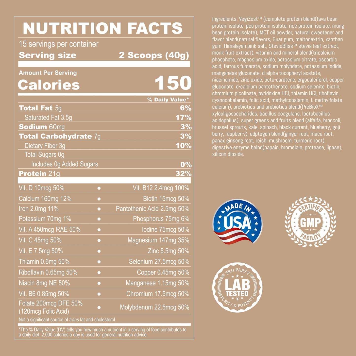 UpNourish Vanilla Cookie Vegan Protein Powder 22.24 Ounce