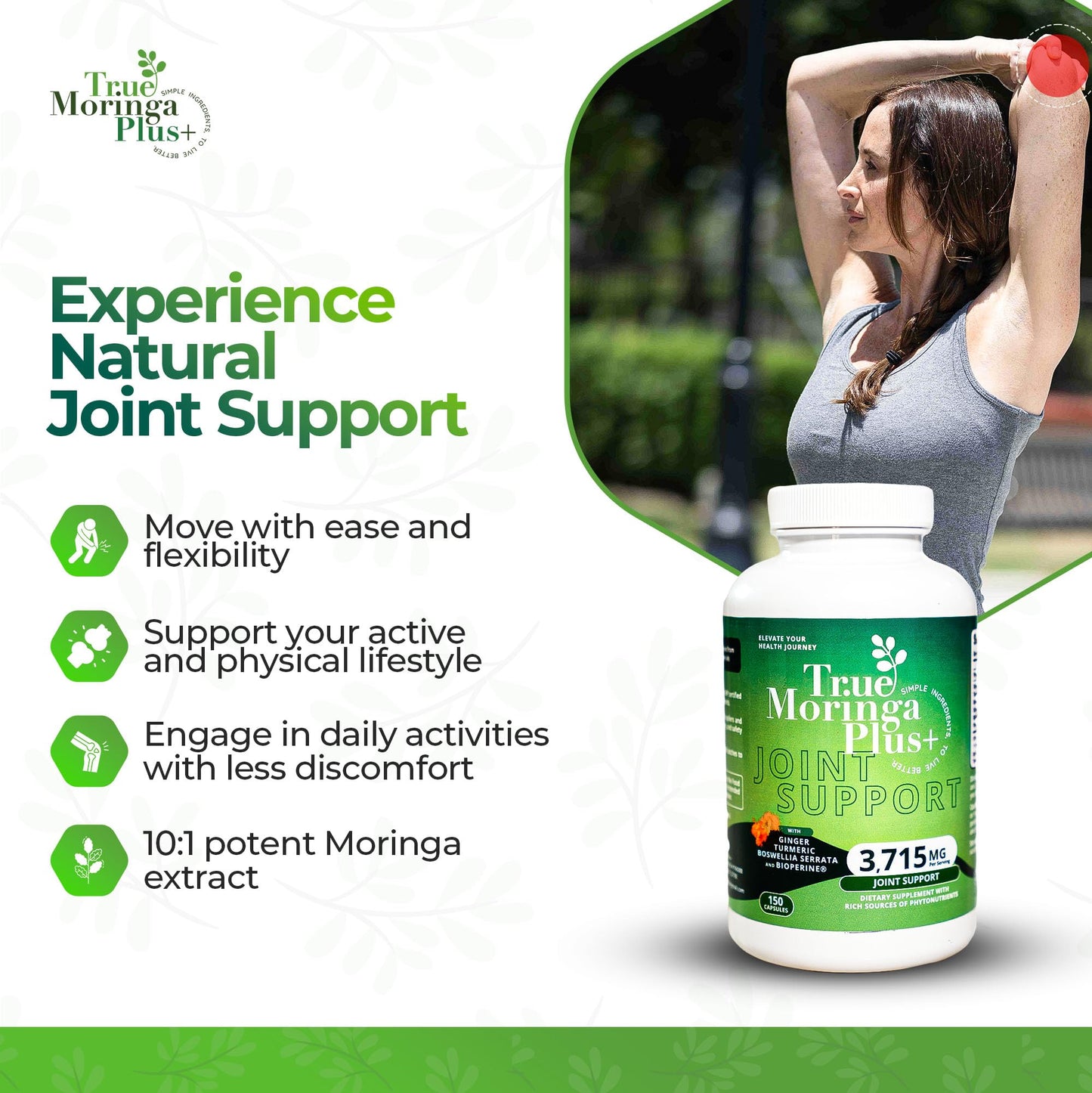 True Moringa Plus+ Focus Support Supplement 10:1 Extract Capsule, 150 Capsules