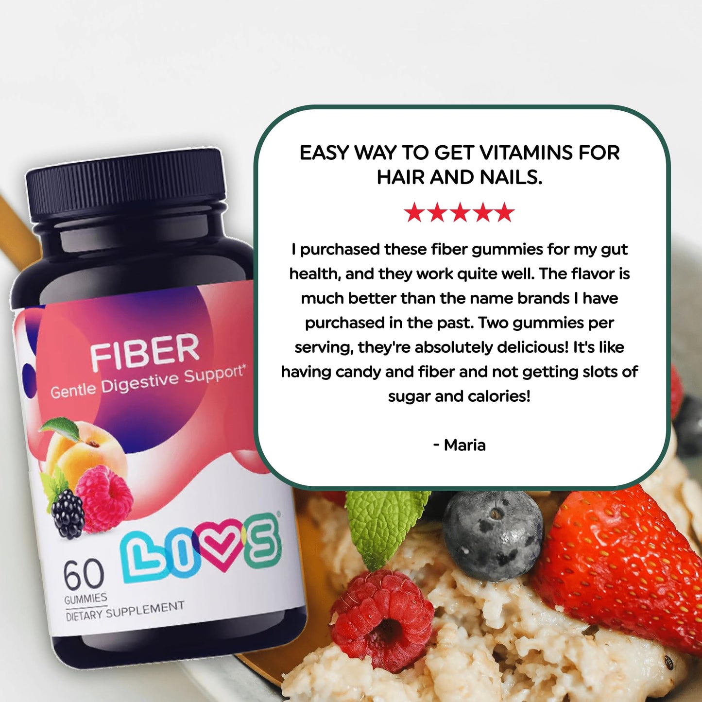 LIVS Fiber Gummies for Adults Gummy 60 Count