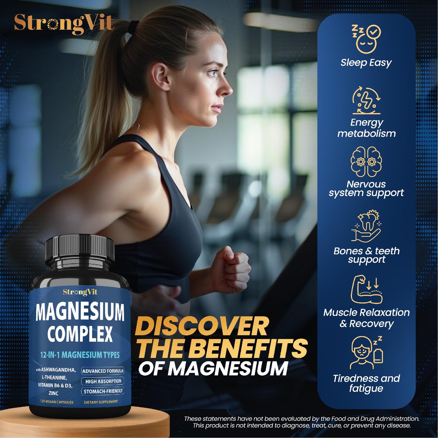 StrongVit 1000mg Magnesium Complex Capsule, 120 Count