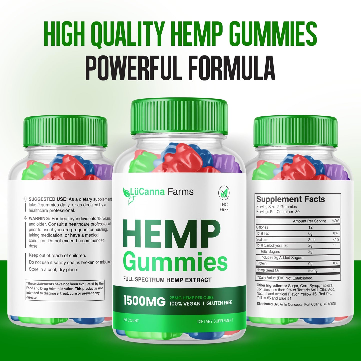 Purvia Lucanna Farms Hemp Gummies 300 Gummies