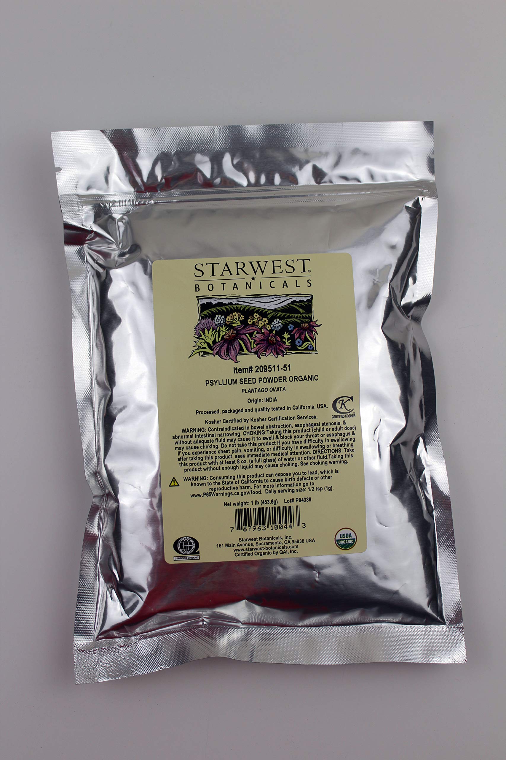 Starwest Botanicals Organic Psyllium Seed Powder 16 oz
