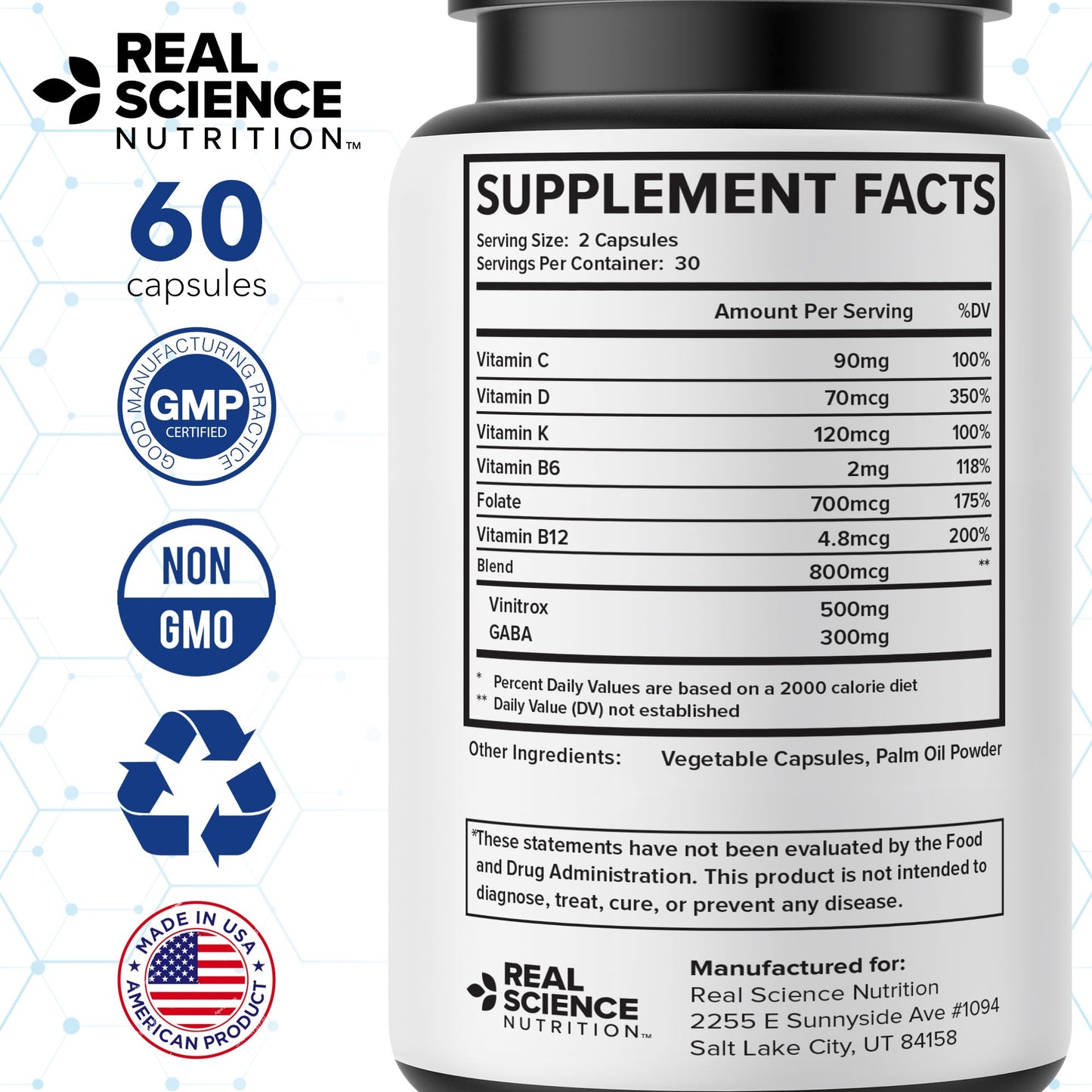 Real Science Nutrition HighPressEase 60 Capsules