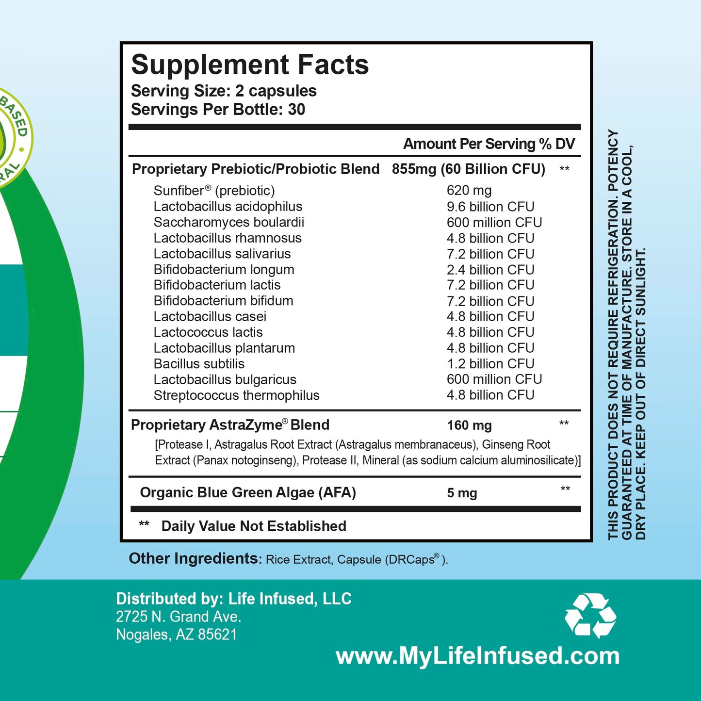 Life Infused Flora Infused Probiotics with Prebiotics Capsules, 60 Count