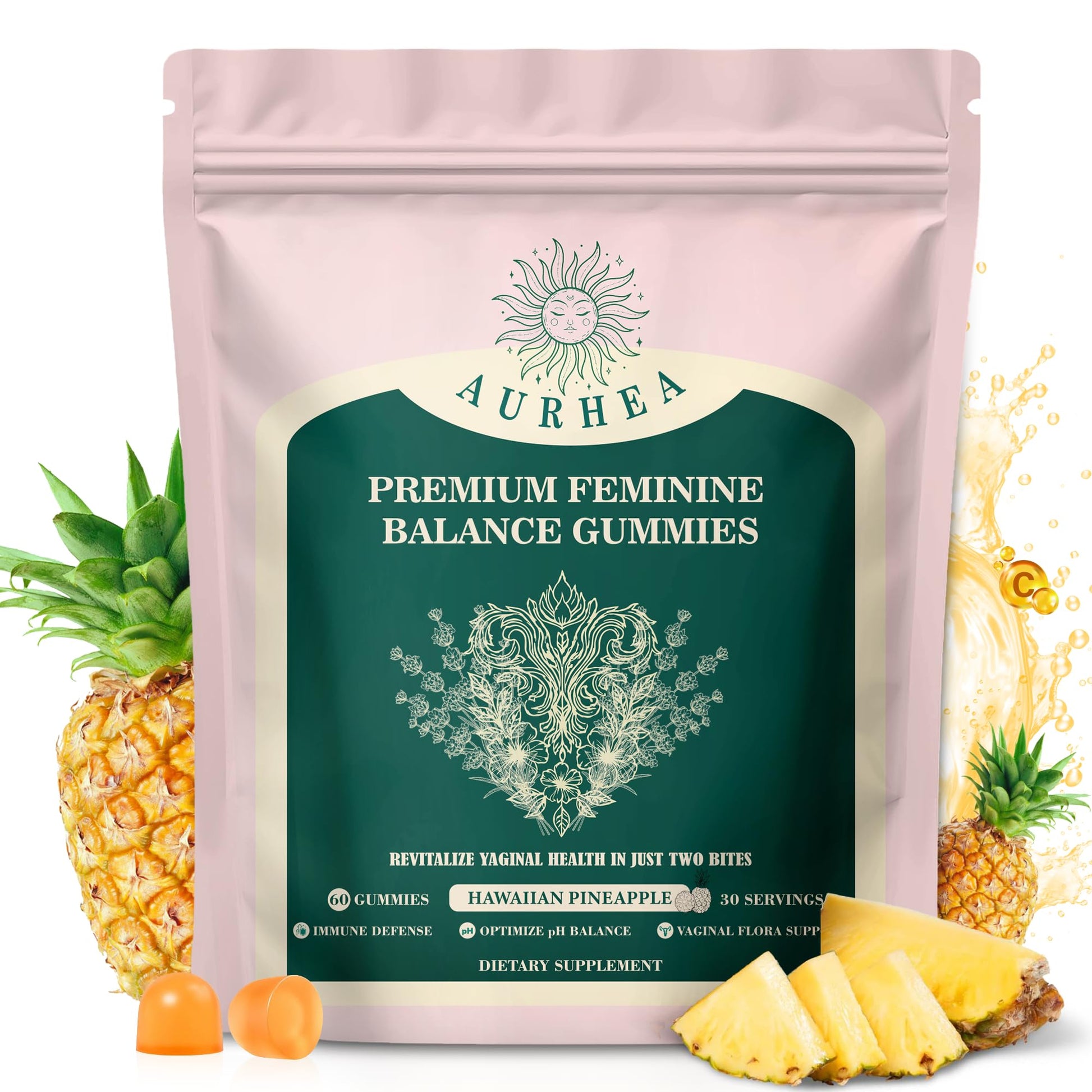 AurHea Premium Feminine Balance Gummies 60 Count