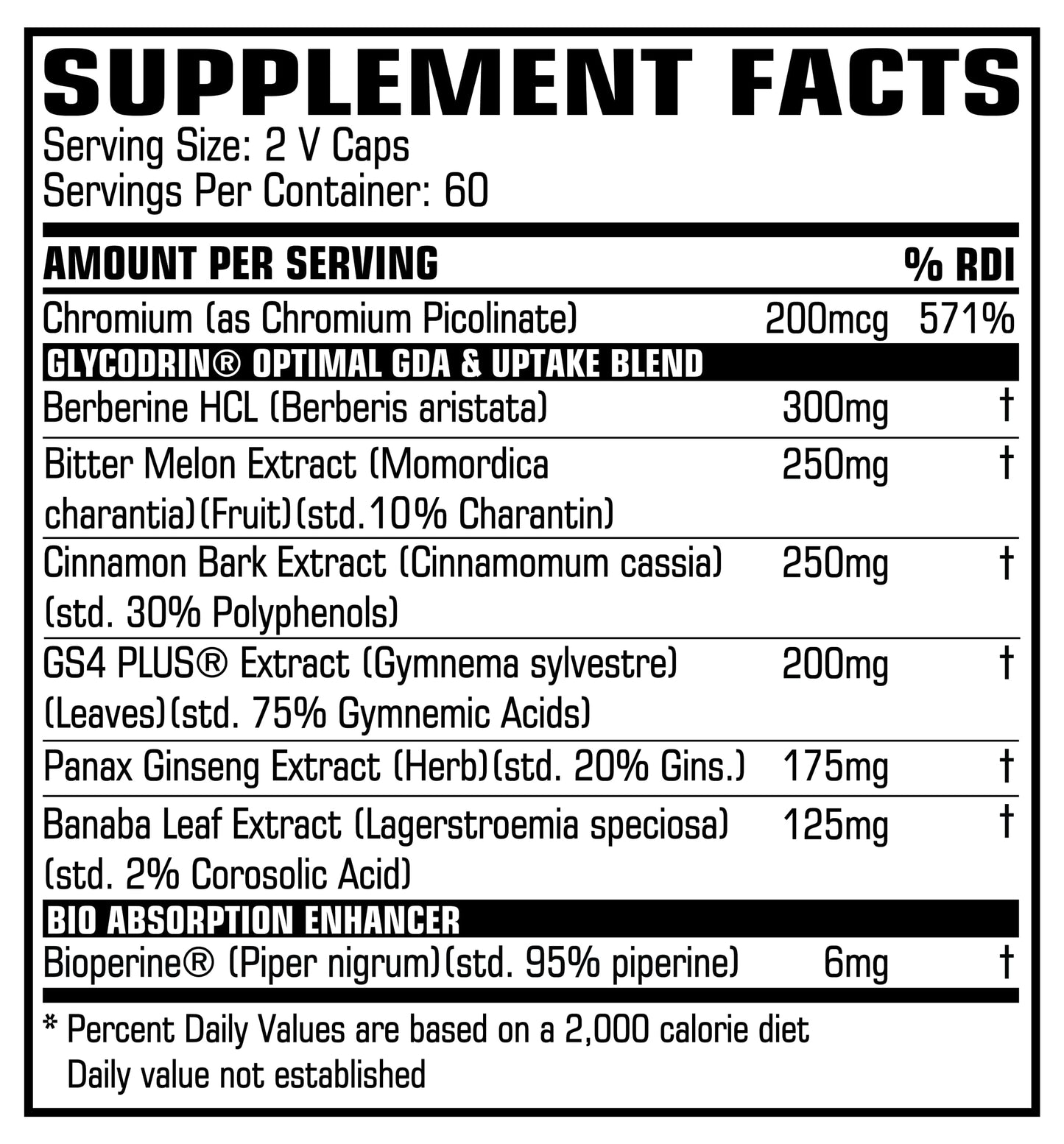 PROCCOR GLYCODRIN GDA with Berberine, Cinnamon, Banaba, Bittermelon, Panax Ginseng, GS4 Plus Capsules 120 Count
