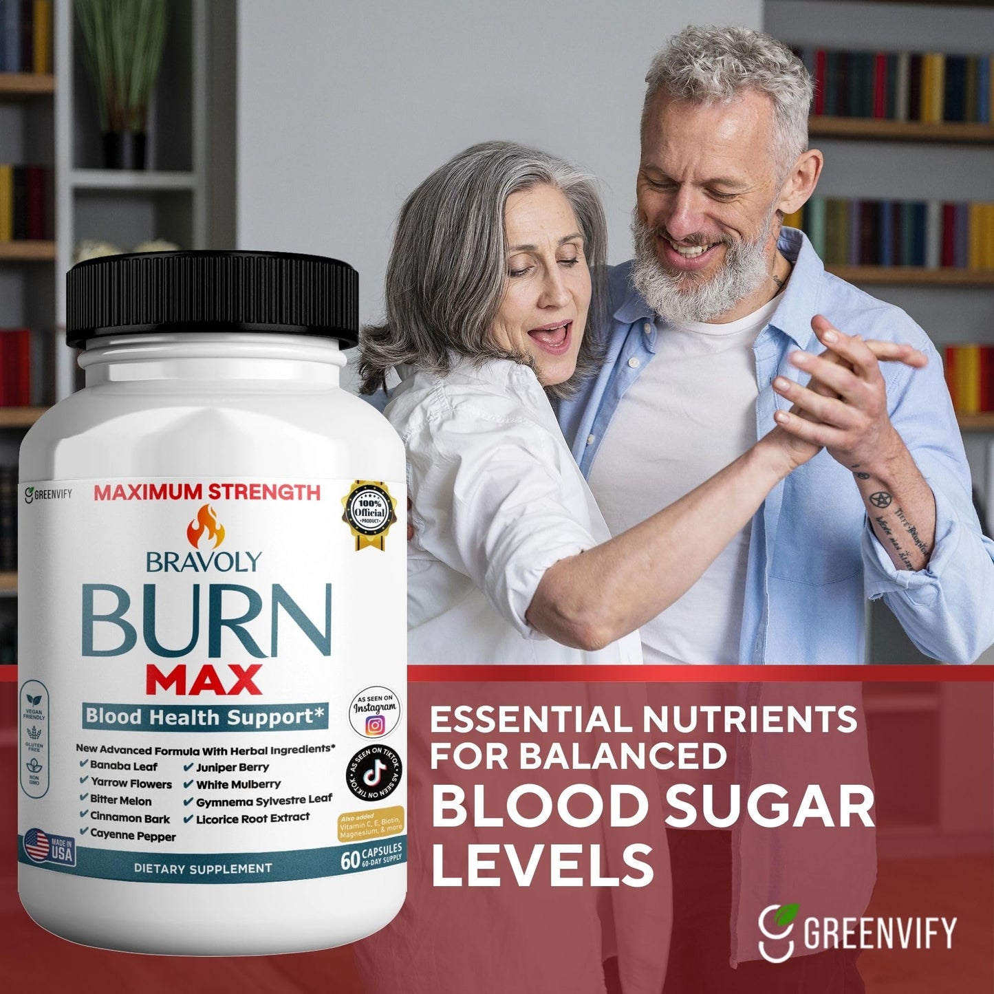 GREENVIFY Bravoly Burn Max Blood Health Support Maximum Strength 60 Capsules